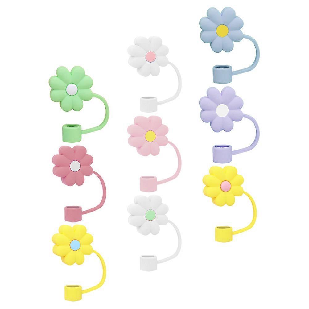 Assorted Color Flower Straw Toppers 9Pcs Ideal For Children And Adults Reusable Straw Covers Dust-proof Functionality