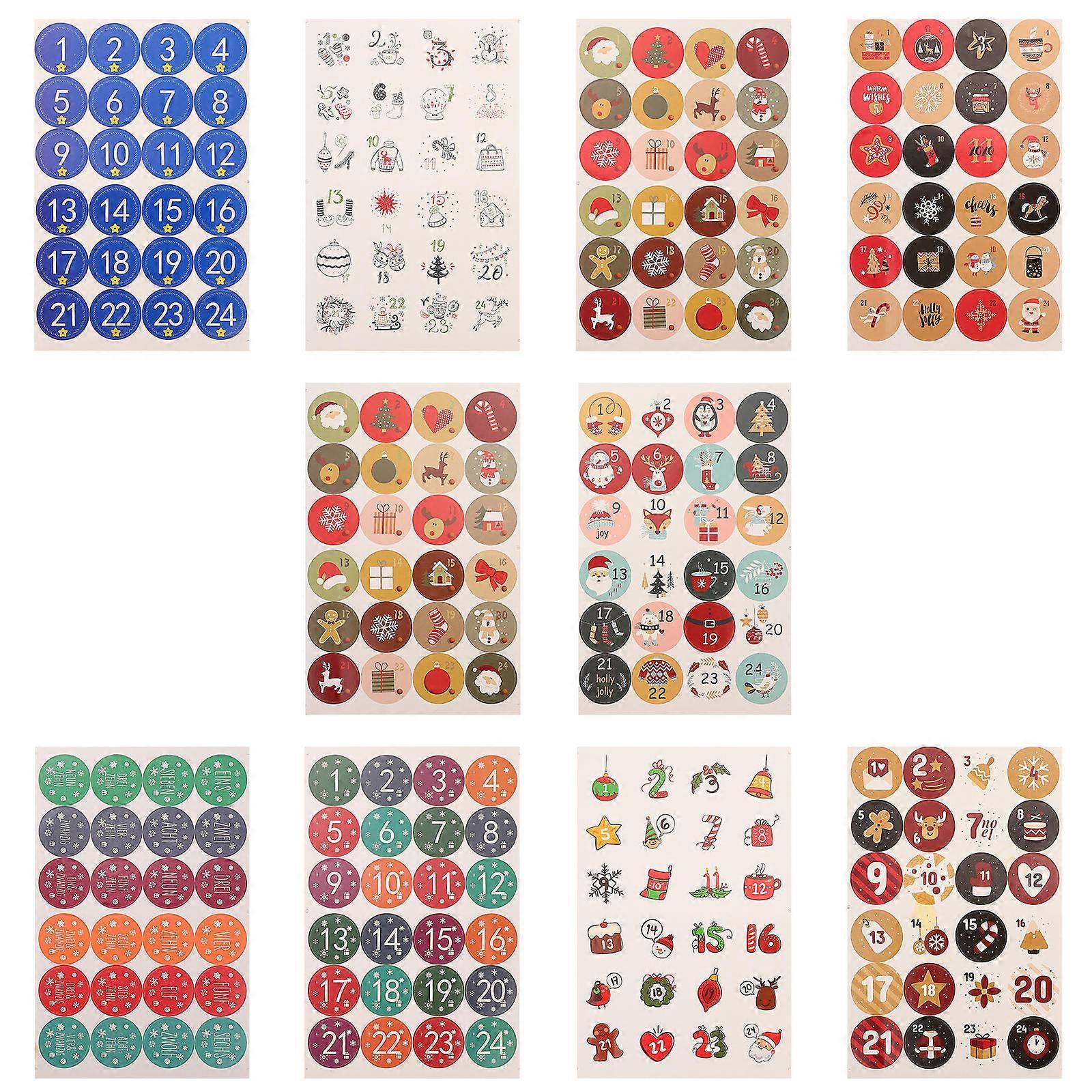 Calendar Stickers 10 Sheets Envelope Sealing For Party Organizers Rectangular Random Style Decoration Set