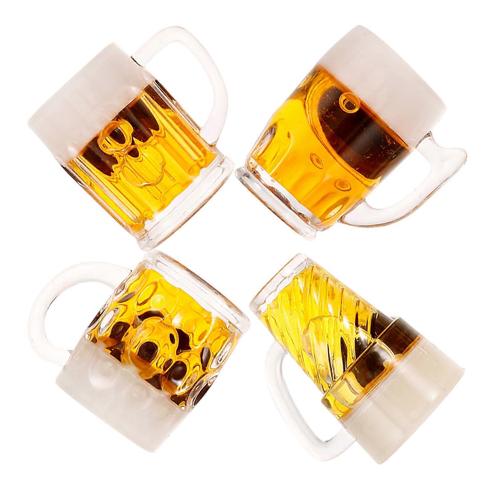 Plastic Miniature Mugs 4Pcs Tiny Beer Cups Bright Color Decorative Simulation for Toy House Styles
