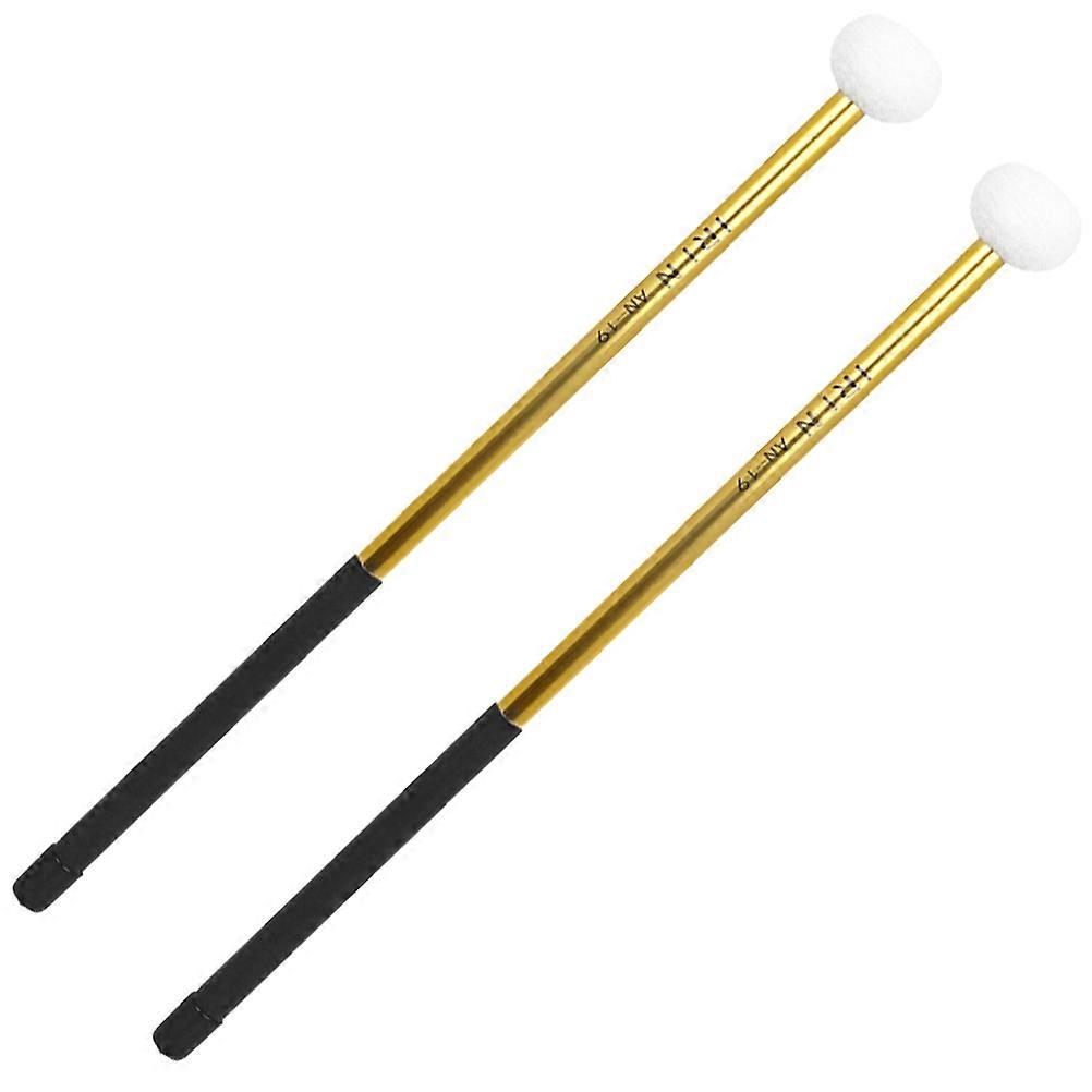 2Pcs Felt Head Drumsticks For Music Practice And Performance With Ergonomic Design In Golden Color
