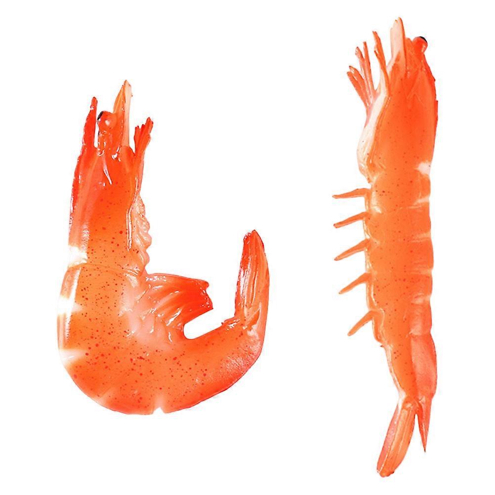 2Pcs Red Shrimp Models for Kids Educational Prawn Figurines Cognitive Toys