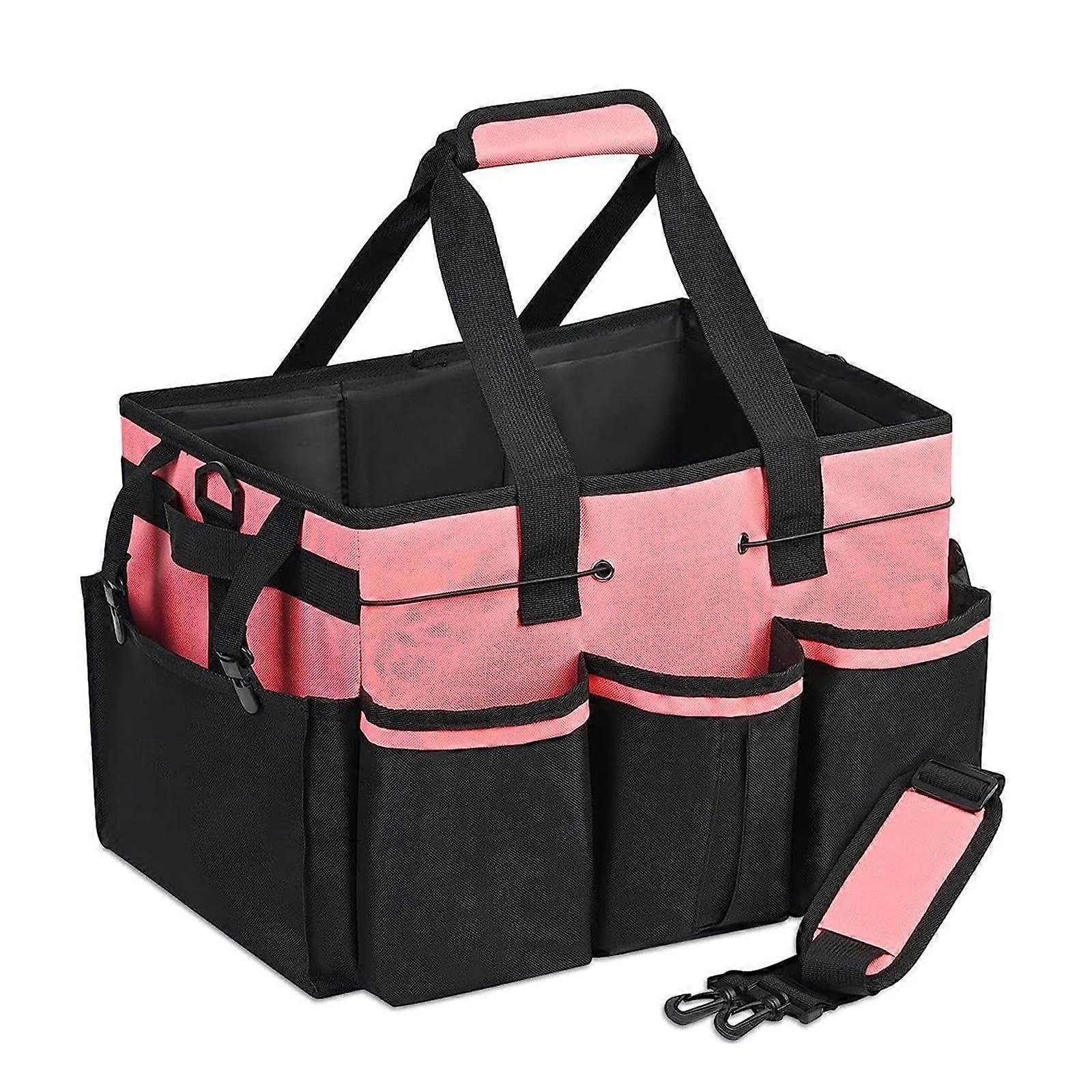 Cleaning Tool Organizer - Portable Cleaning Supplies Bag, Home Storage Case, Tool Pouch, Pink, Durable Material, Compact Size