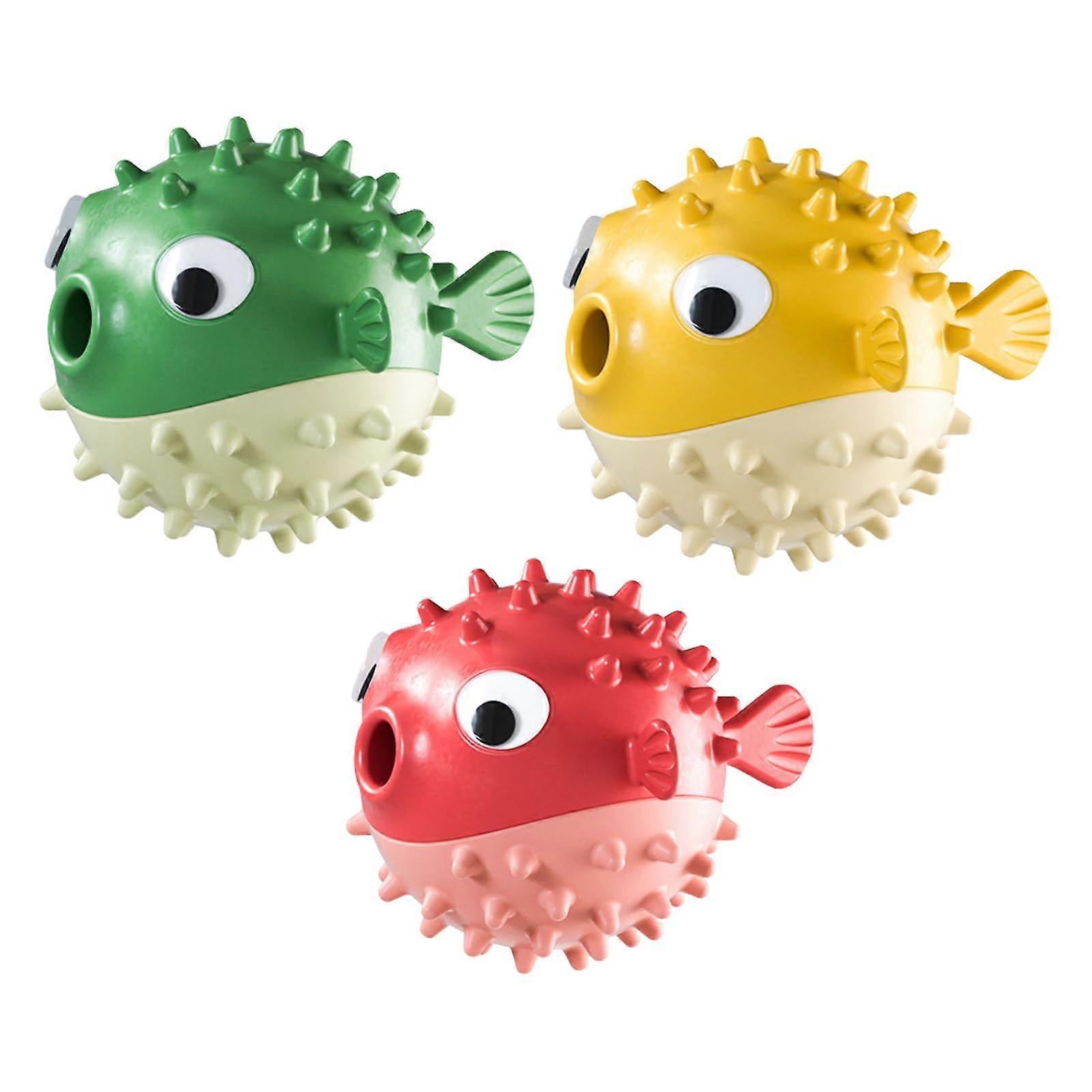 Dog Chew Toy Latex Rubber Pufferfish Food Dispenser for Puppy Teething and Teeth Cleaning