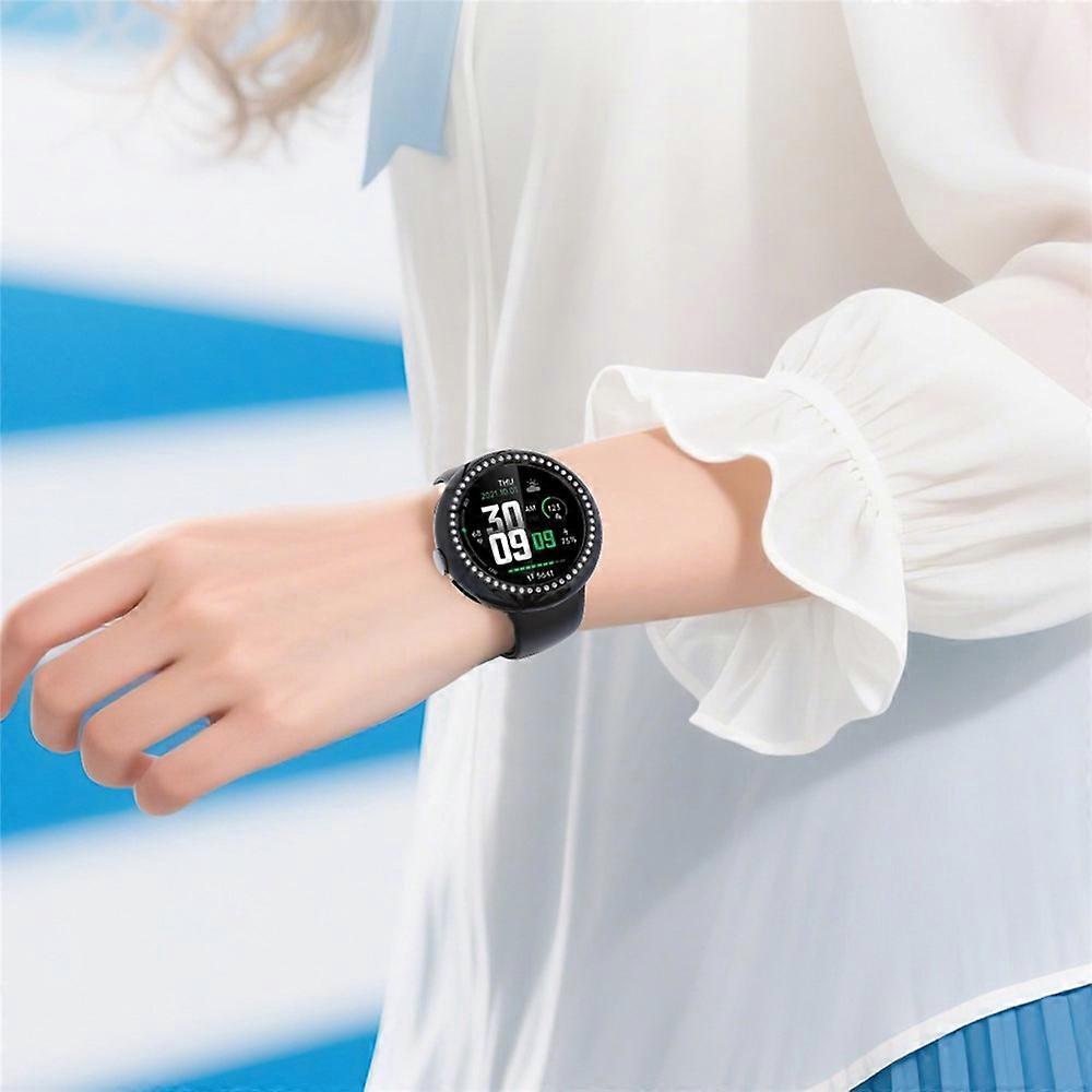 Compatible For Google Pixel Watch 4 41mm Case Single Row Rhinestone Decorative Hollow Design PC Watch Cover