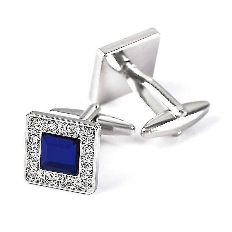 Gemelos de cristal azul diamante para hombre con botón de gemelo francés