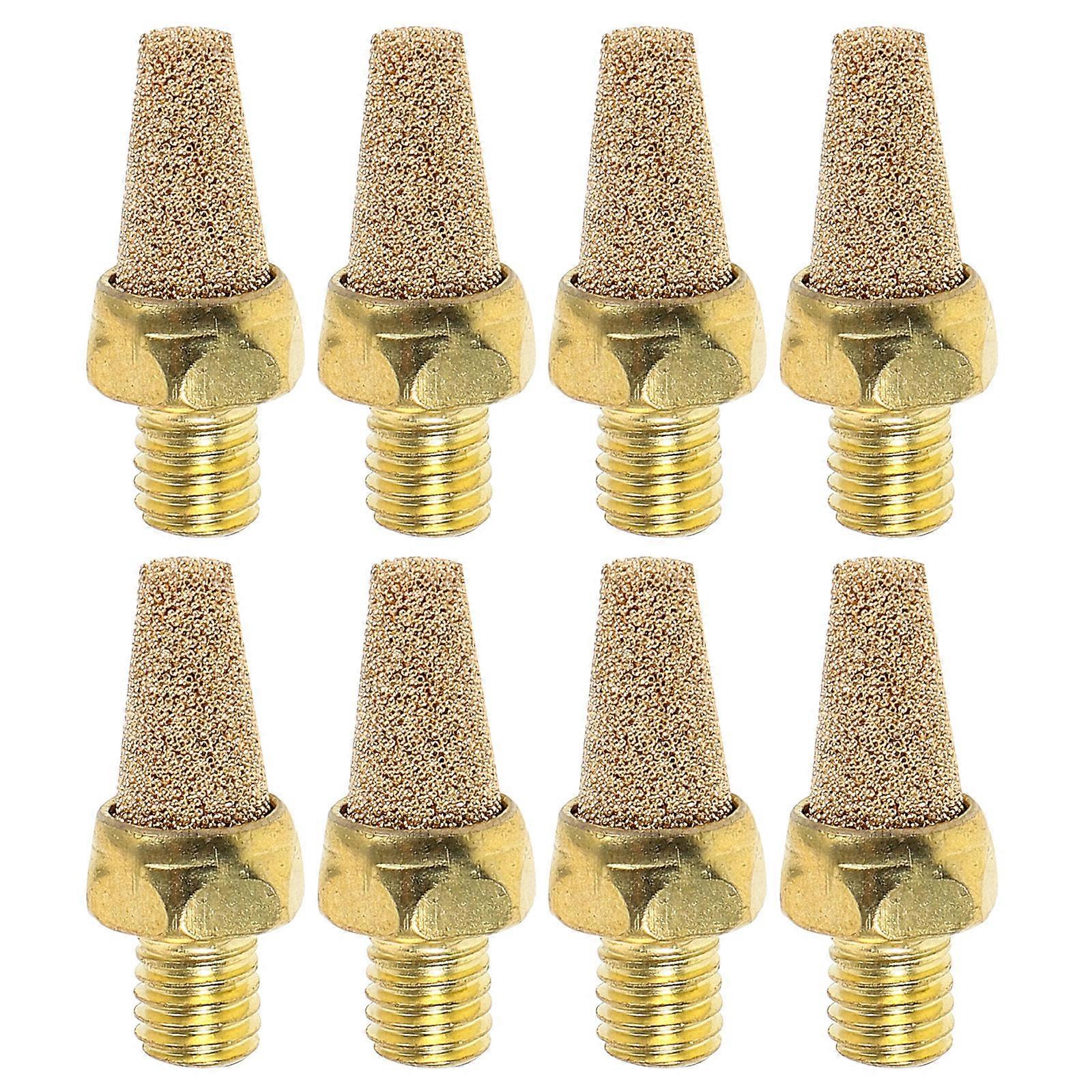 8pcs Copper Pneumatic Mufflers with Pt Thread for Air Flow Control, Noise Reduction, Compatible with Solenoid Valves and Cylinders, Easy to Install