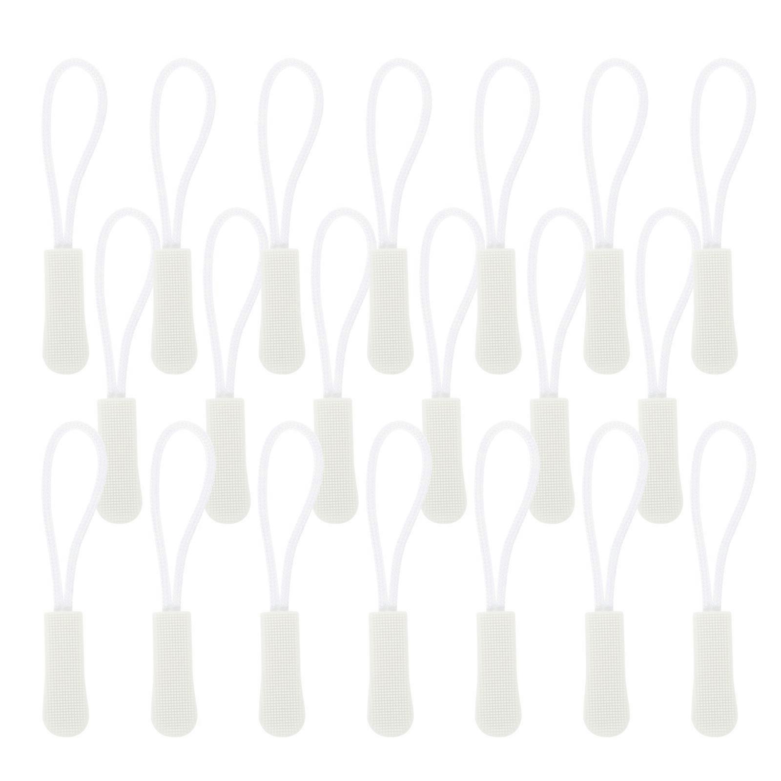 White TPU Zipper Pullers for Bags and Clothing 50 Pieces Easy to Use and Durable