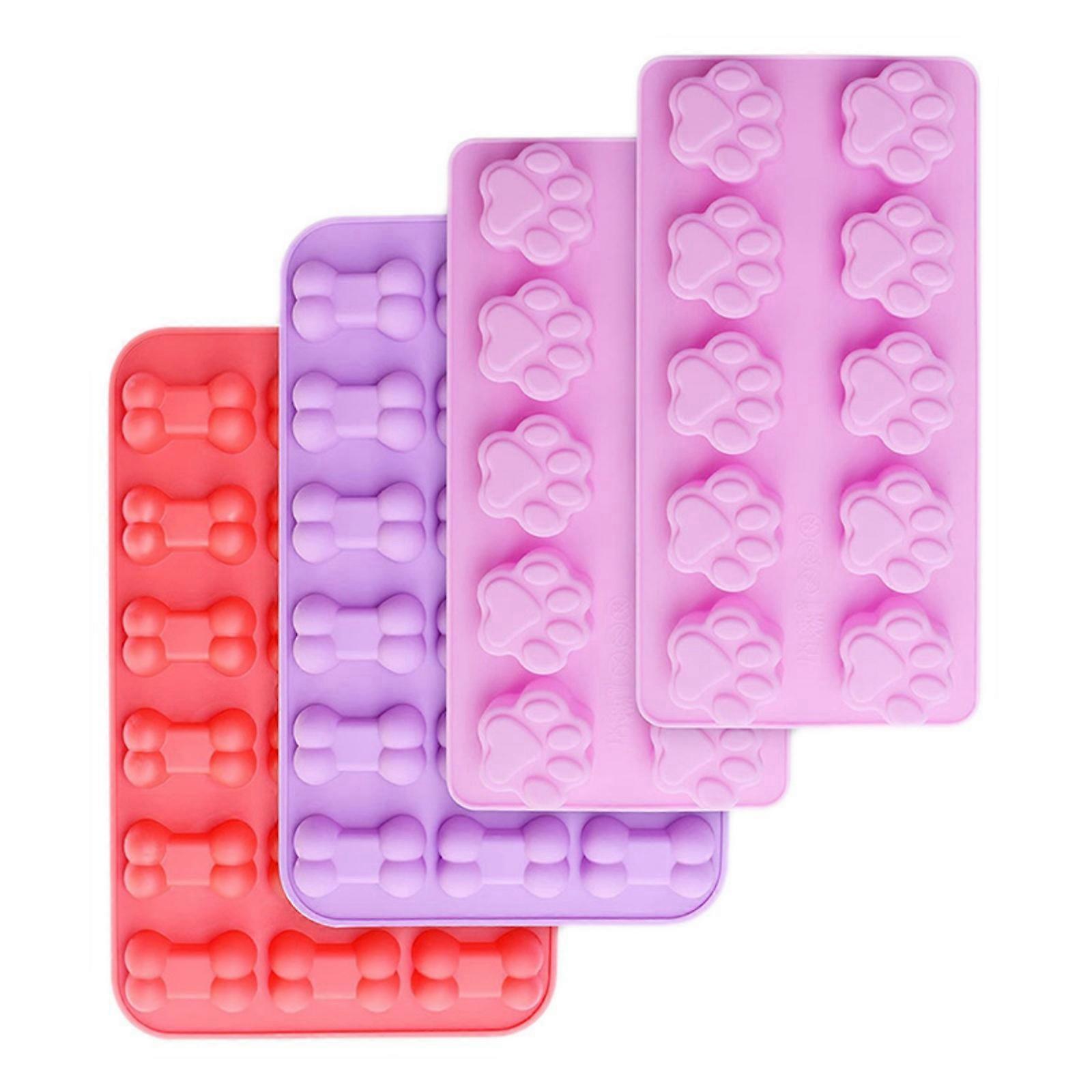 Efficient Animal Theme Silicone Molds Set For Oven Microwave Safe Baking Accessories With Fun Bone And Paws Shape Multicolor