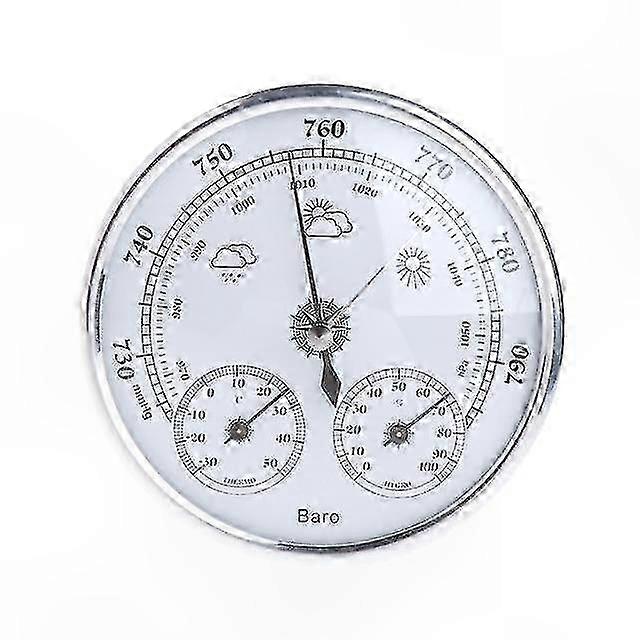 Wall-Mounted Weather Station with Barometer, Thermometer, and Hygrometer for Home Use