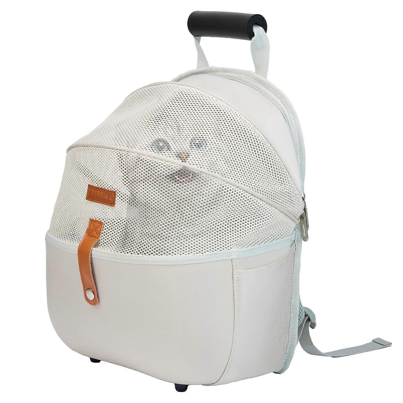 Large Space Cat Backpack Carrier Lightweight Version, Breathable Pet Carrier for Small Dogs and Puppies up to 13.2 Lbs, Off White