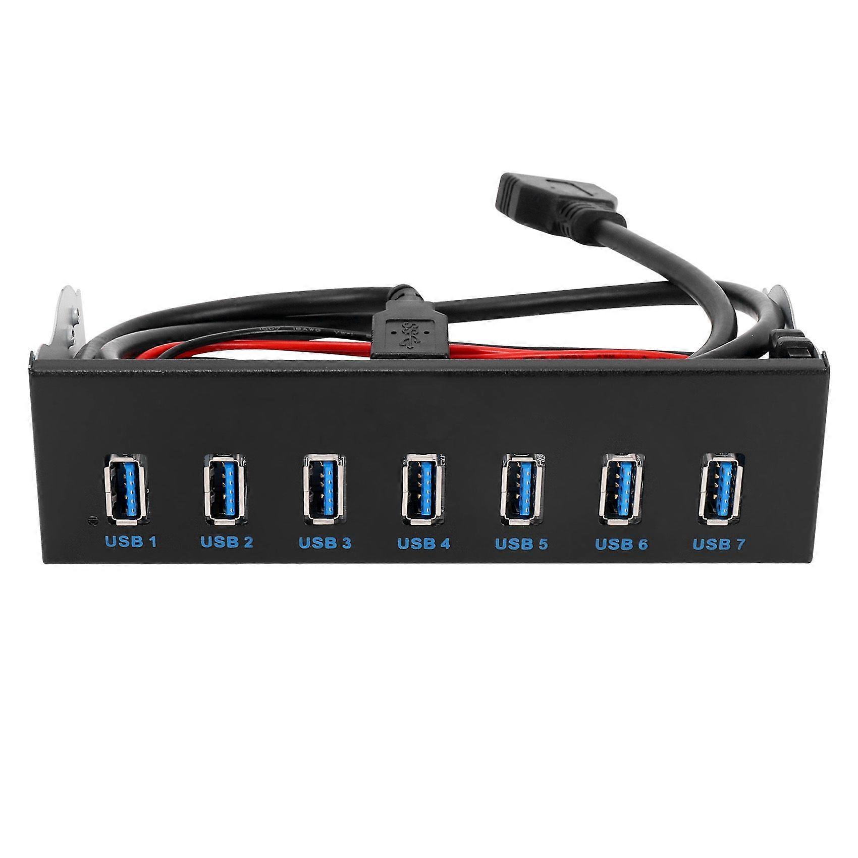 7 Port USB 3.0 Hub 5Gbs 5.25inch CD- Drive CD Front Panel for Computer Case+USB 3.0 19-pin Header t
