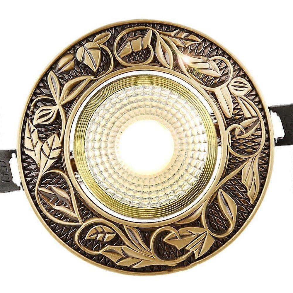 Carved Panel Light Brass Ceiling Light Dimmable LED Eyeball Retrofit 5W Recessed Conversion Kit For Corridor Stairs