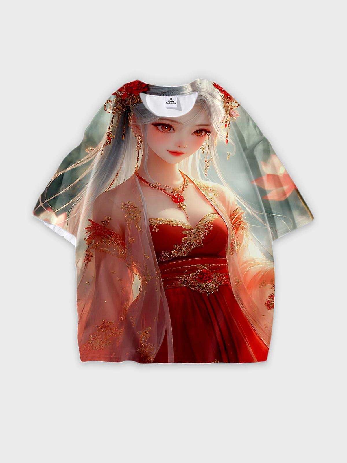 T-Shirt Short Sleeve Round Neck, Summer Casual Loose Graphic Tee, Unisex Pattern W1834