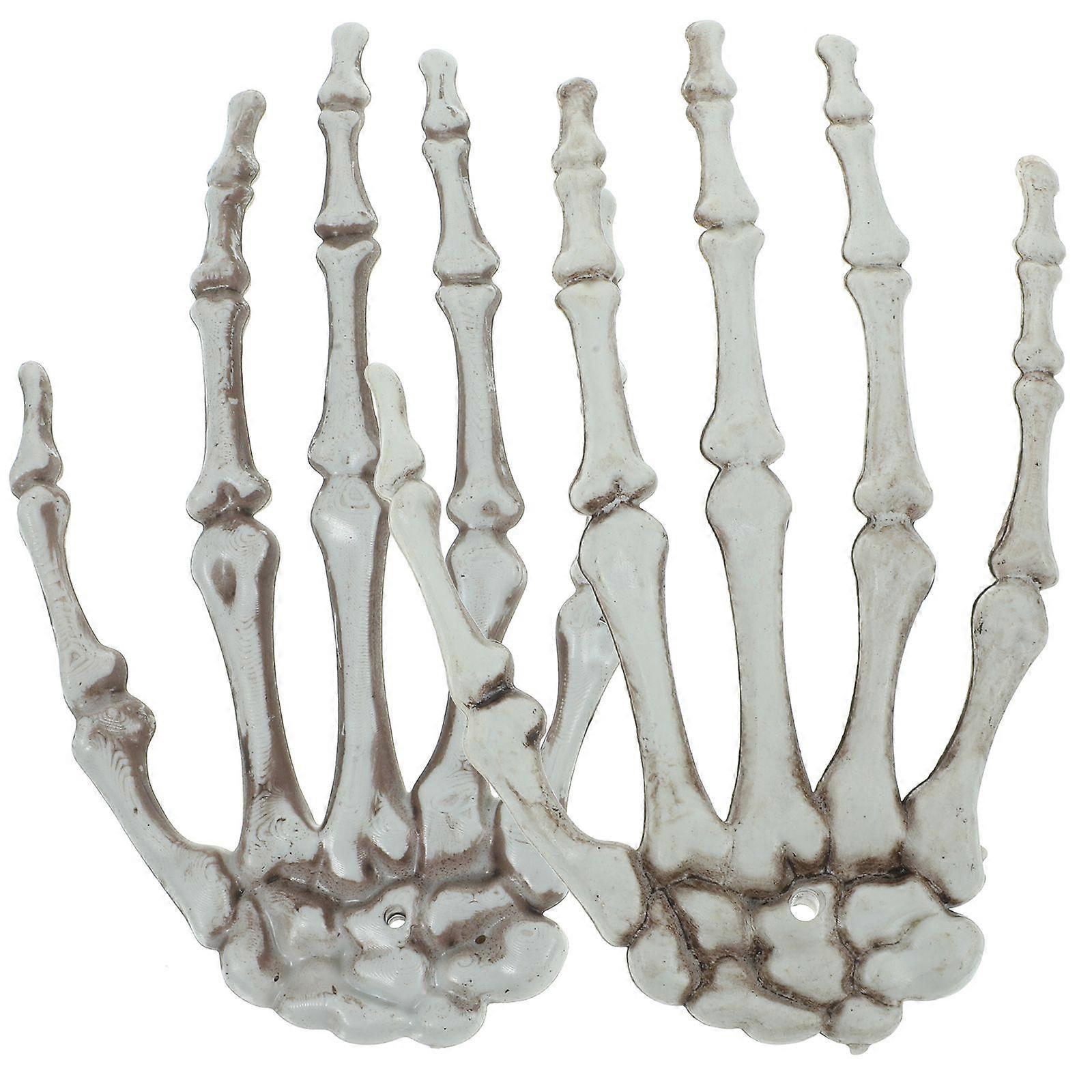 2Pcs Realistic Skeleton Hand Halloween Ghost Hand Decor Haunted House Props