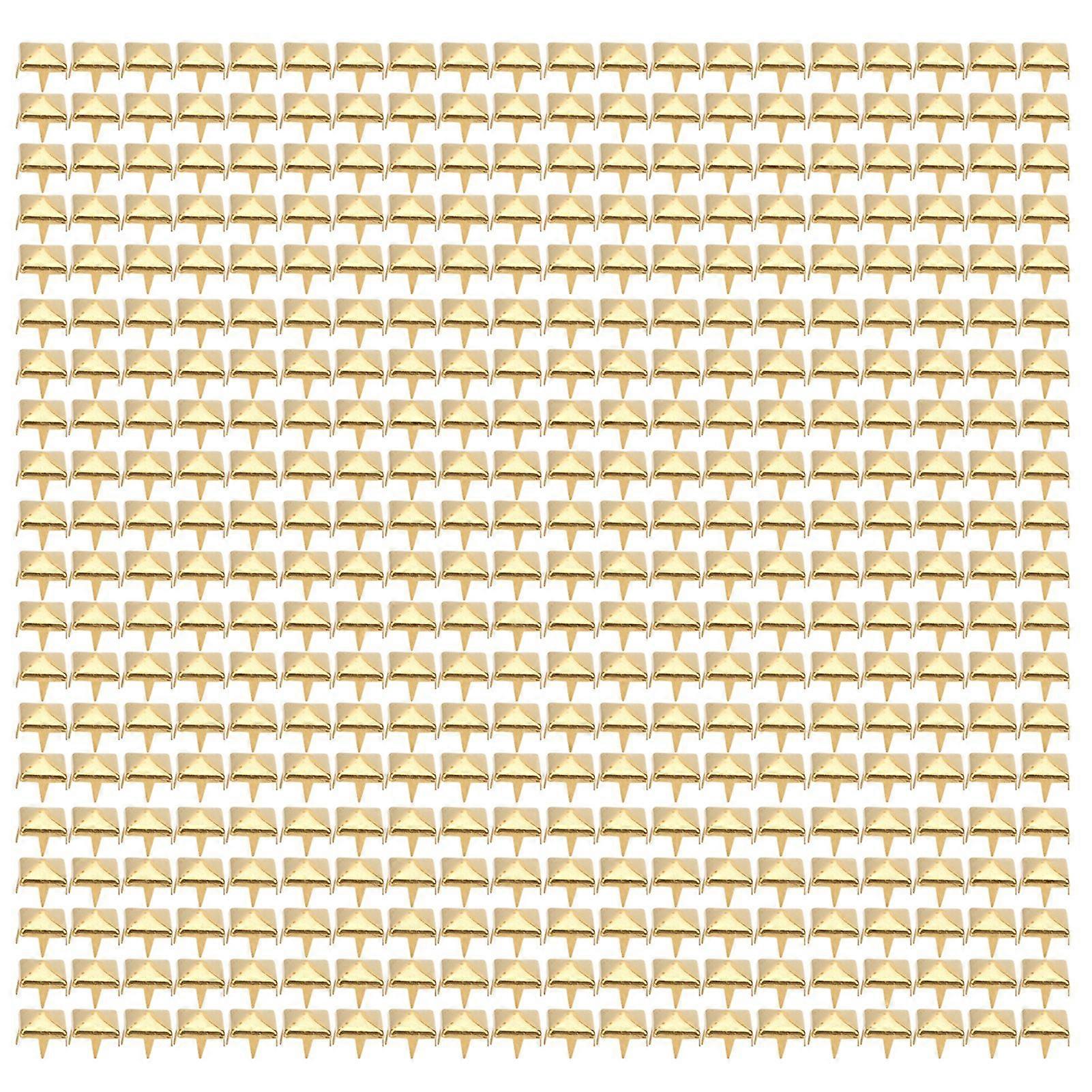 400 Sets 4MM-7MM DIY Leathercraft Spike Rivets Square Spike Studs Bags Shoes Belt AccessoriesGold 6mm