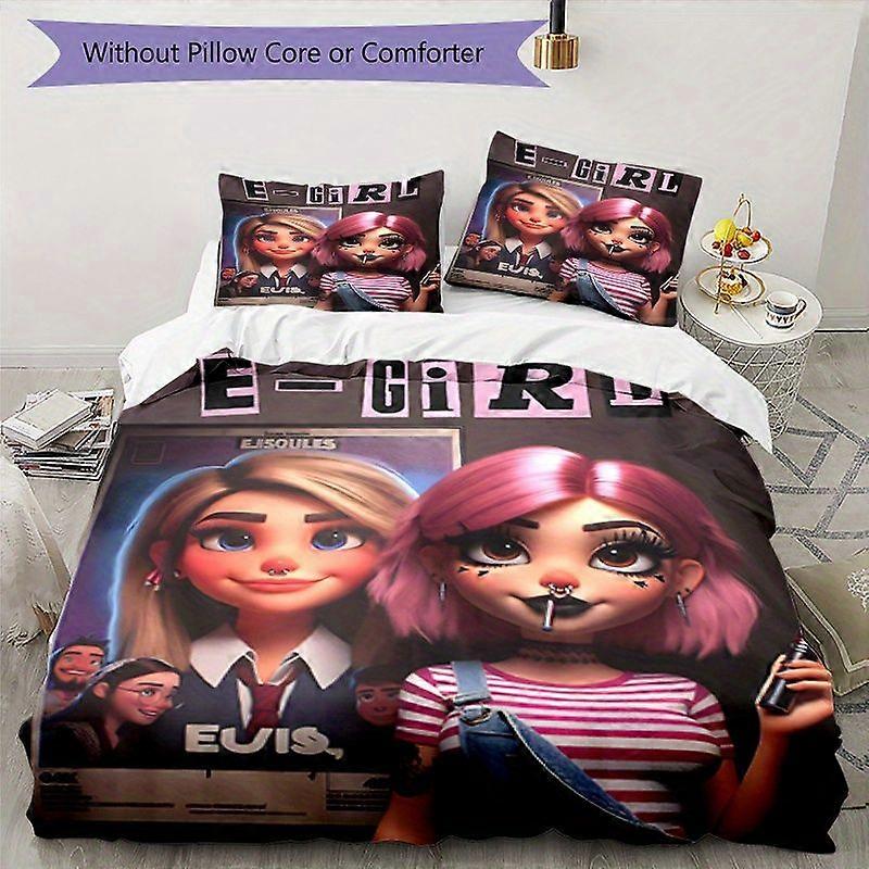 TE1207 3pcs E-GiRL Bedding Set Cove Set One Quilt Cover Plus Two Pillowcases, Without Core, Digital Definition Printing, 100% Polyester F