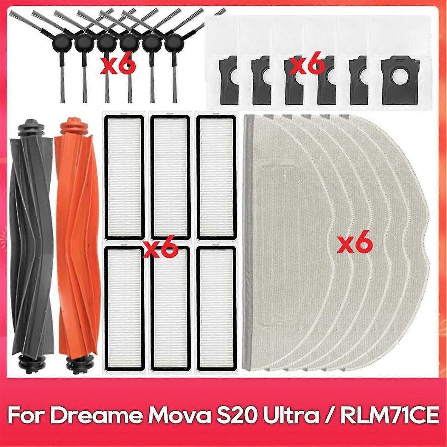 For Dreame Mova S20 Ultra / RLM71CE Spare Part Main Side Brush Hepa Filter Mop Pad Dust Bag Accessor