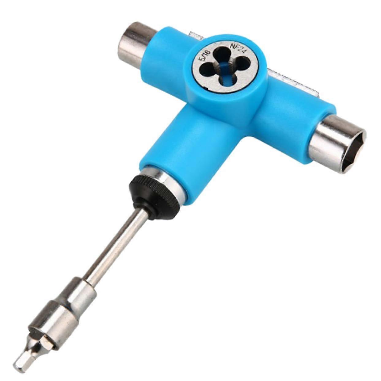 Skateboard TTool Set, Portable AllInOne Tool for Mini Skateboards and Cruisers, HeavyDuty Steel and ABS, Blue