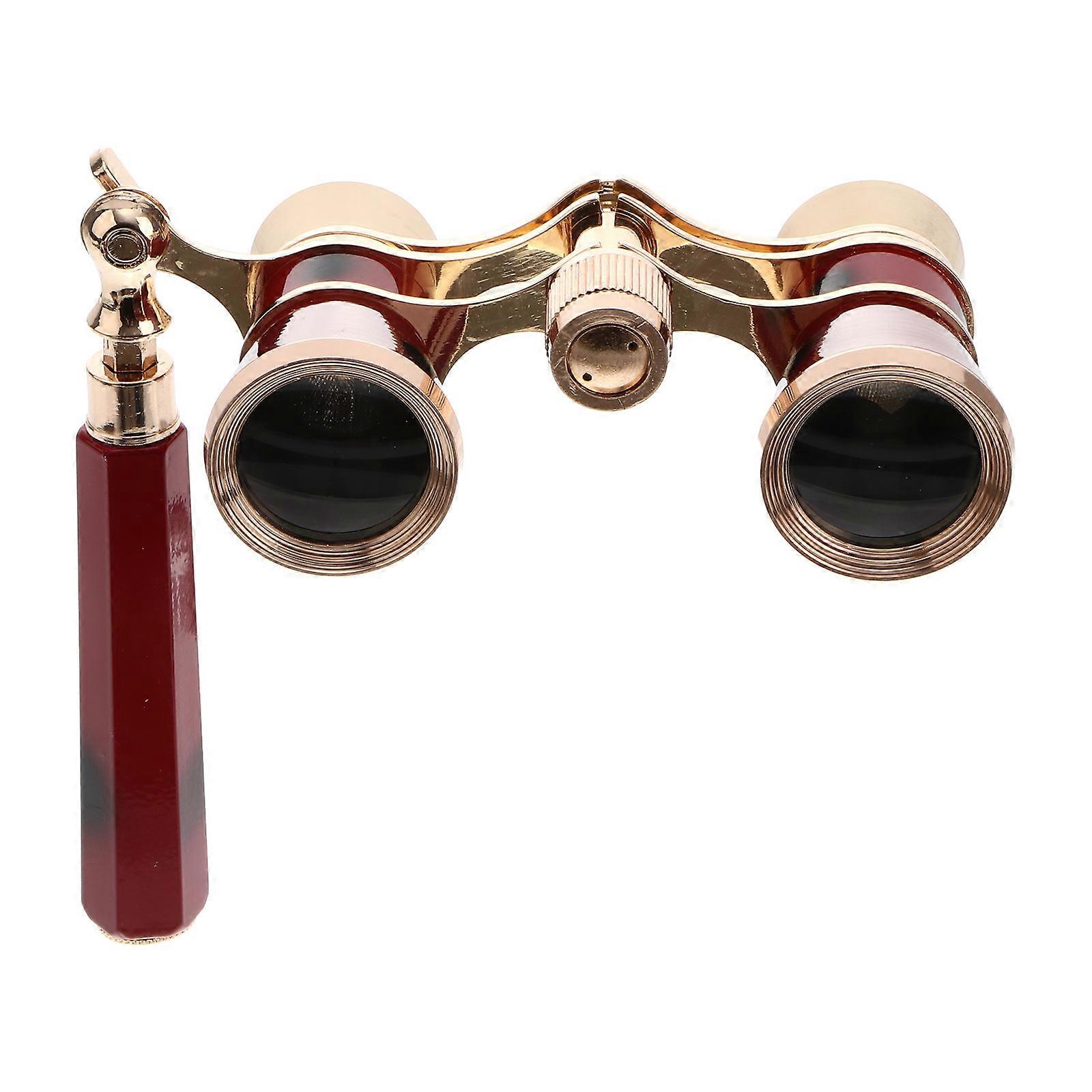 Vintage Theater Binocular 3x Horse Racing Telescope with Handle Red