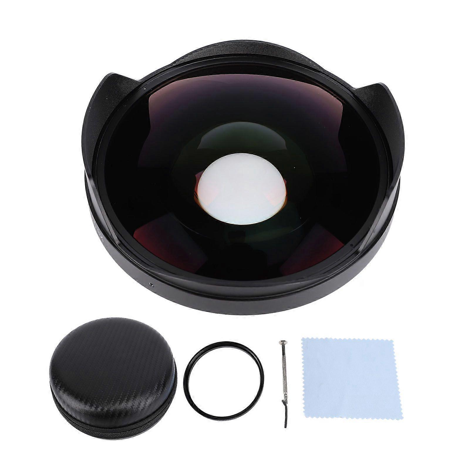 0.3X Fisheye Lens 72mm Thread Mount Long Depth Of Field Wide Angle Fisheye Lens with Hood for Camcorder