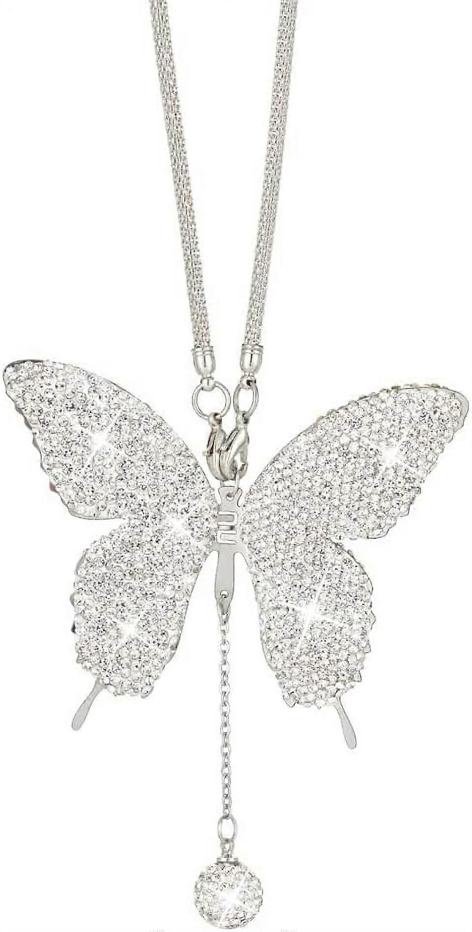 Totf Rear View Mirror Bling Butterfly, Silver