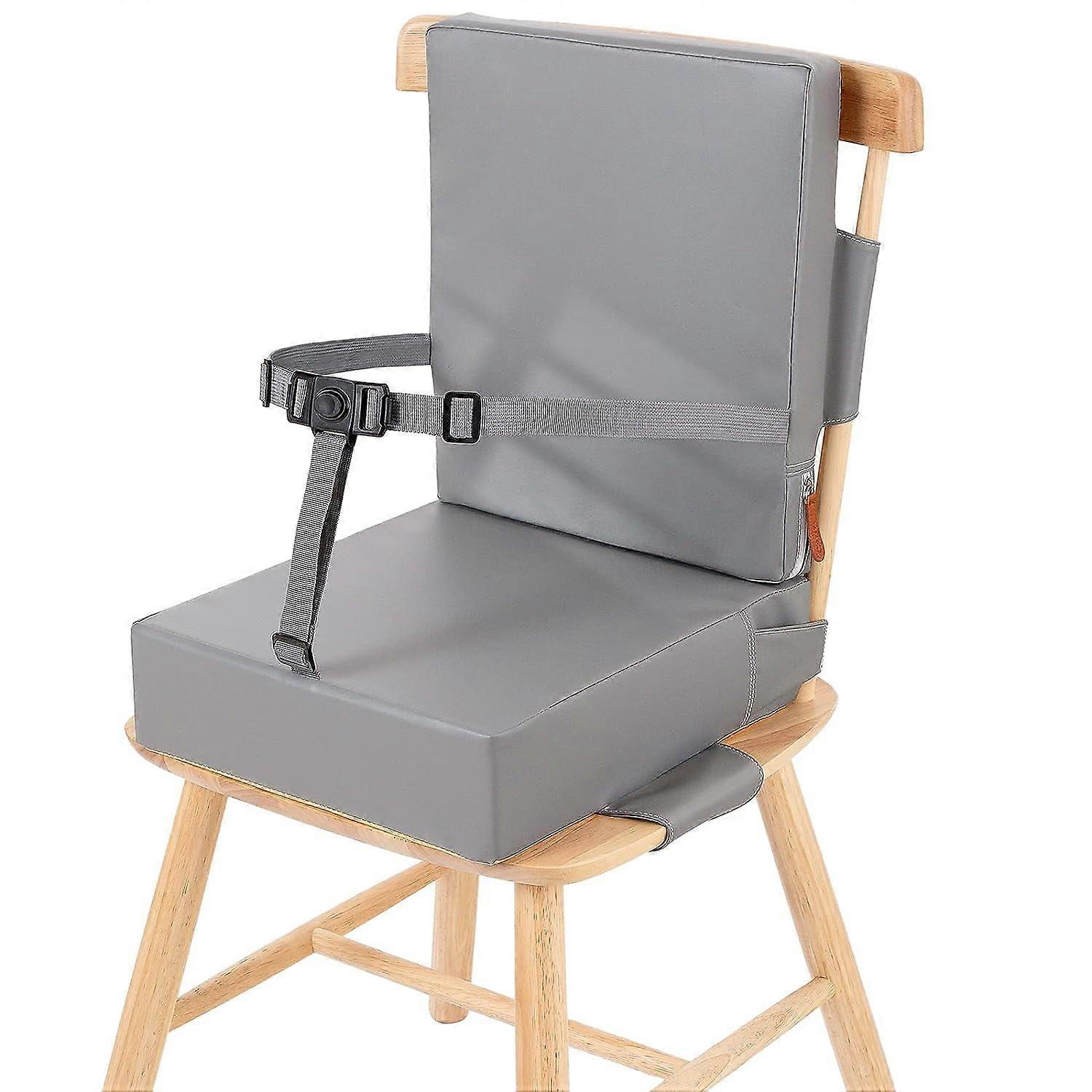 Toddler Booster Seat for Dining Table, PU Anti-Scratch Easy Cleaning, Portable with Non-Slip Bottom & Adjustable Straps