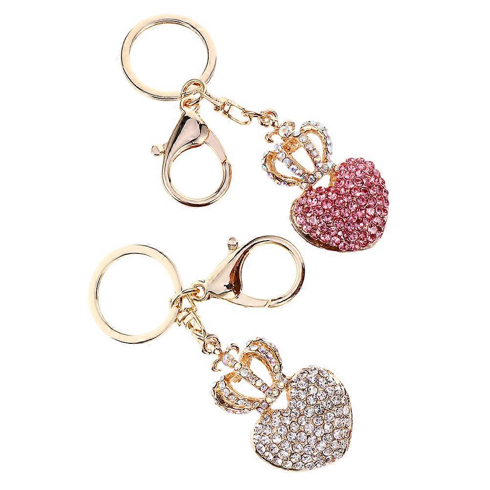 Sparkling Rhinestone Heart Keychain for Decoration 10Pcs Assorted Colors