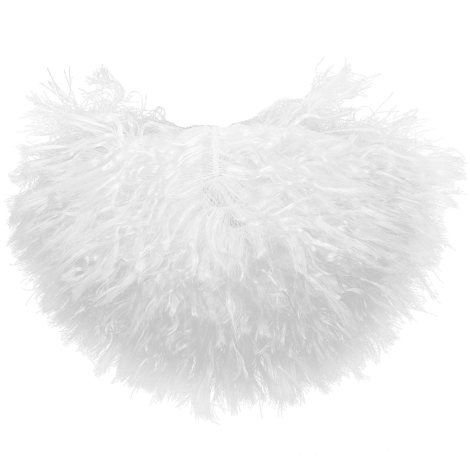 Natural Wavy Curly Costume Wig For Headwear Enthusiasts In Elegant White Color With Daily Wear Function 2Pcs