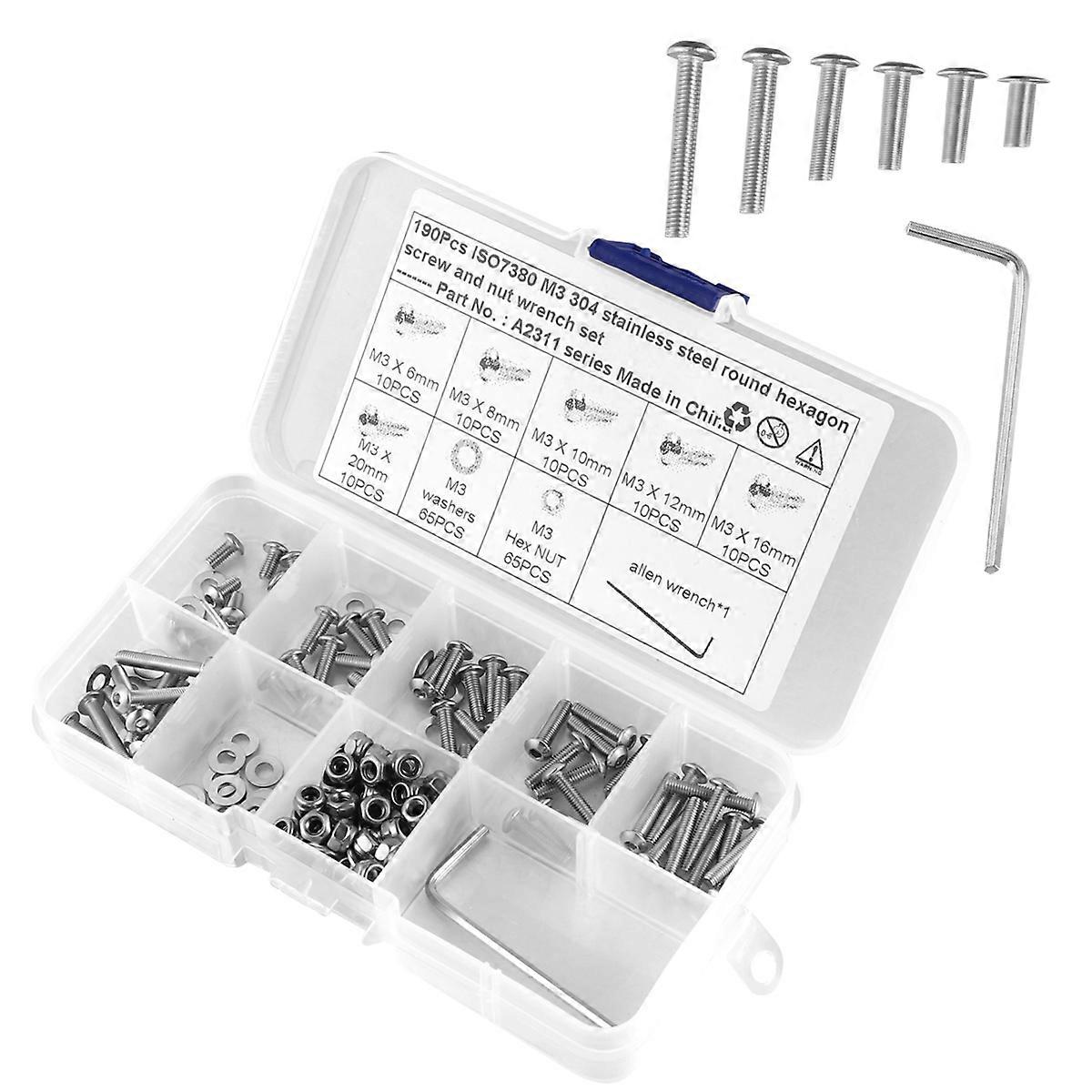 Stainless Steel Screw Screws and Nuts Hex Socket 380Pcs