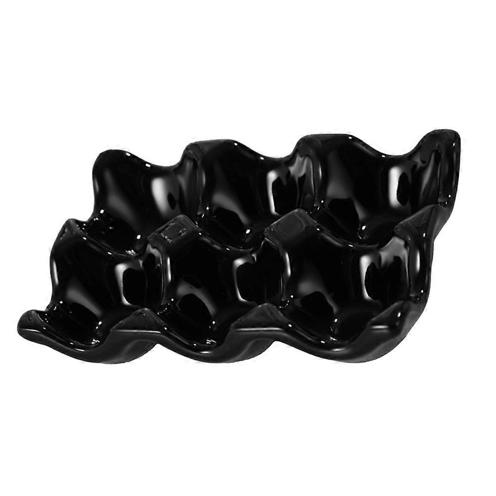 Egg Container Ceramic Holder for Storage 2Pcs Black Egg Organizer