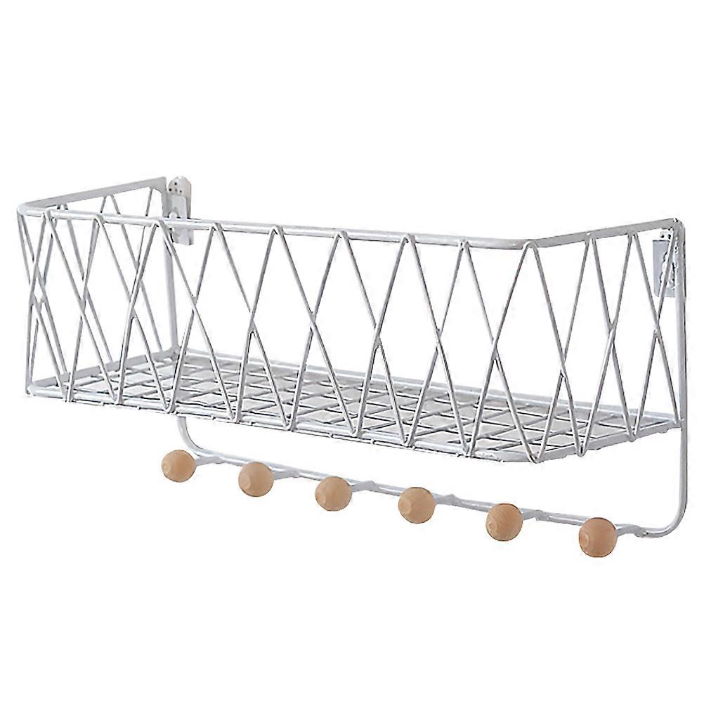 Wall Storage Rack Iron Hanging Shelf for Storage 2Pcs White Design