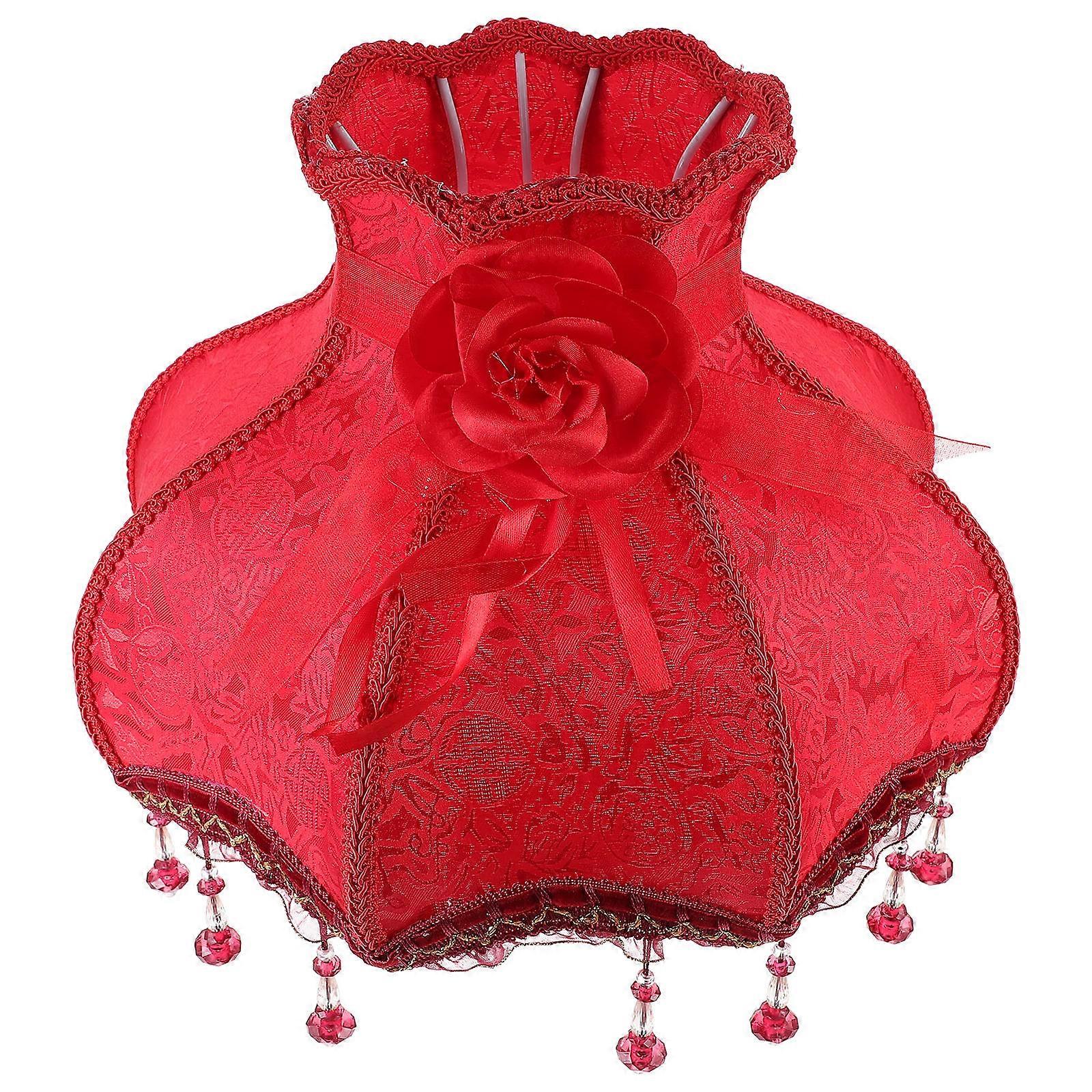European Retro Cloth Lampshade For Office And Study Dust Protection 31X31X23CM Red Soft Light Design 1Set