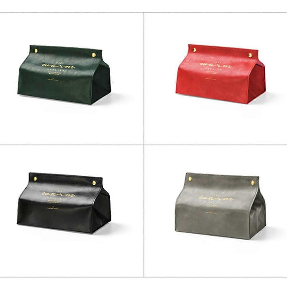 Napkin Storage Container PU Tissue Box for Holding Paper 3Pcs Green