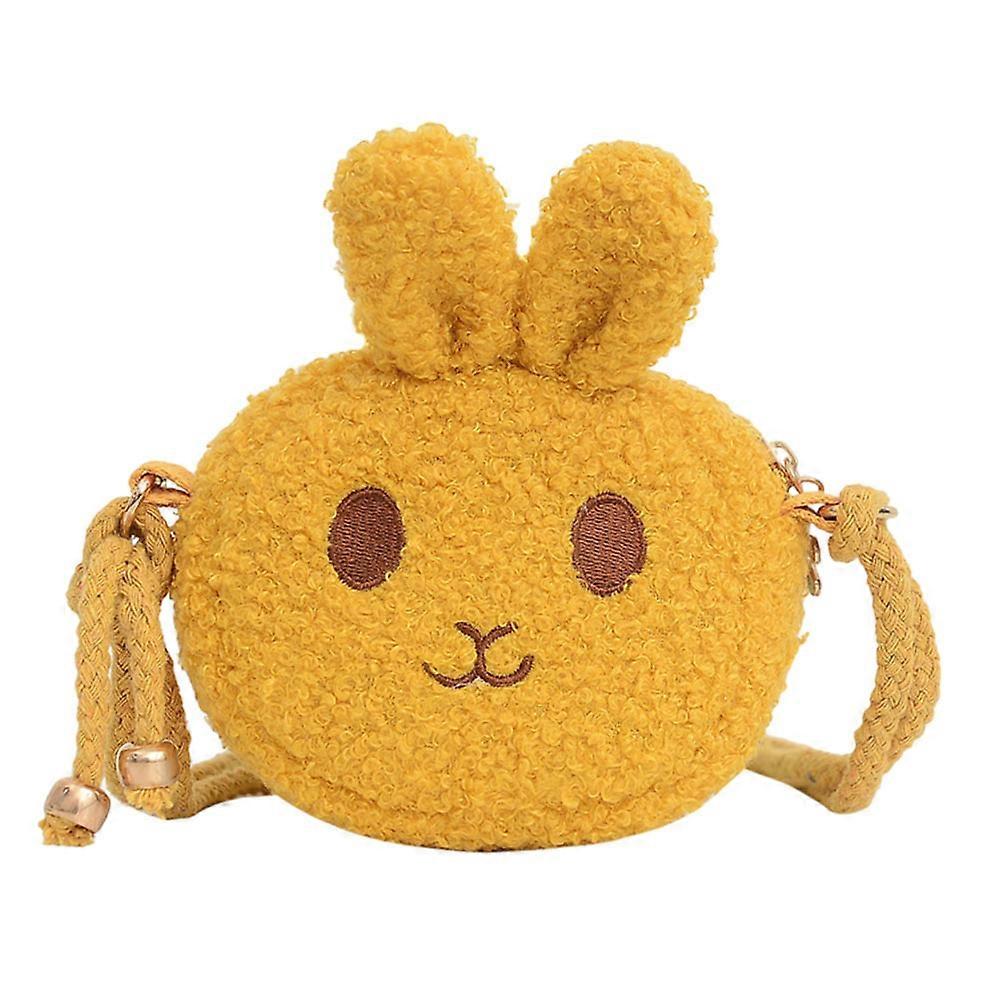 Cute Pouch Baby Coin Purse Kid Bag Simple Design Rabbit Shape Yellow 1Pc