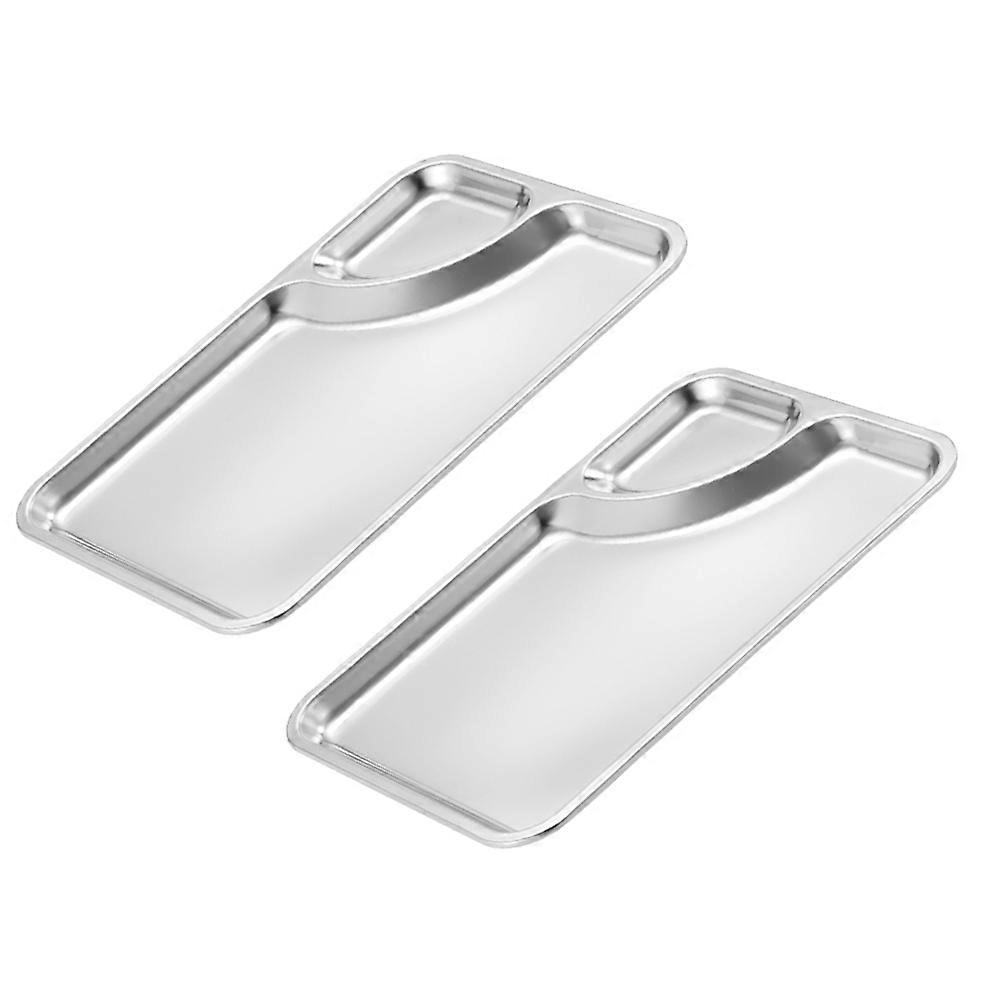 Sauce Grid Plate for Serving Condiments with 2Pcs Stainless Steel Plates