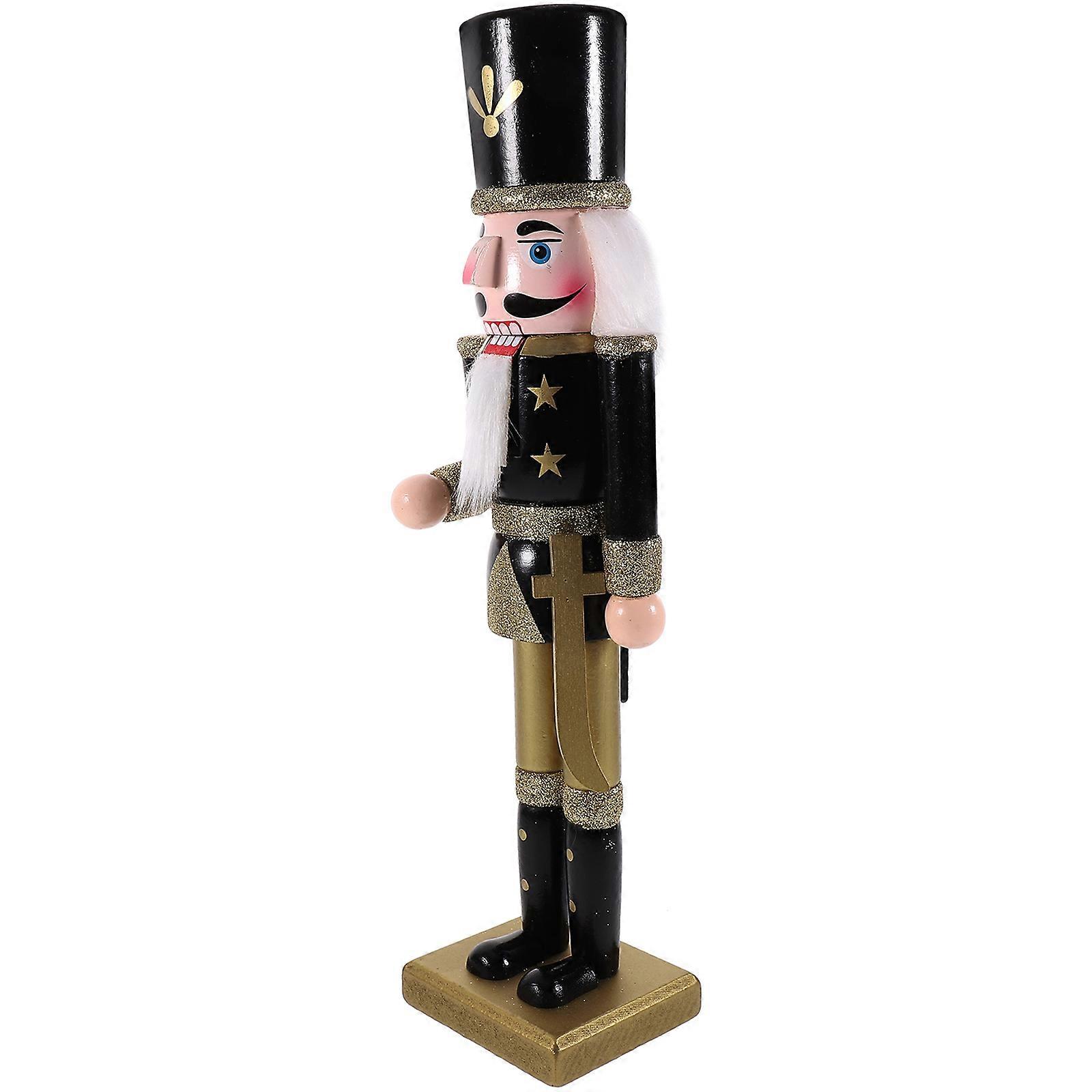 Xmas Desktop Nutcracker Wooden Nutcracker Figure for Decoration 3Pcs