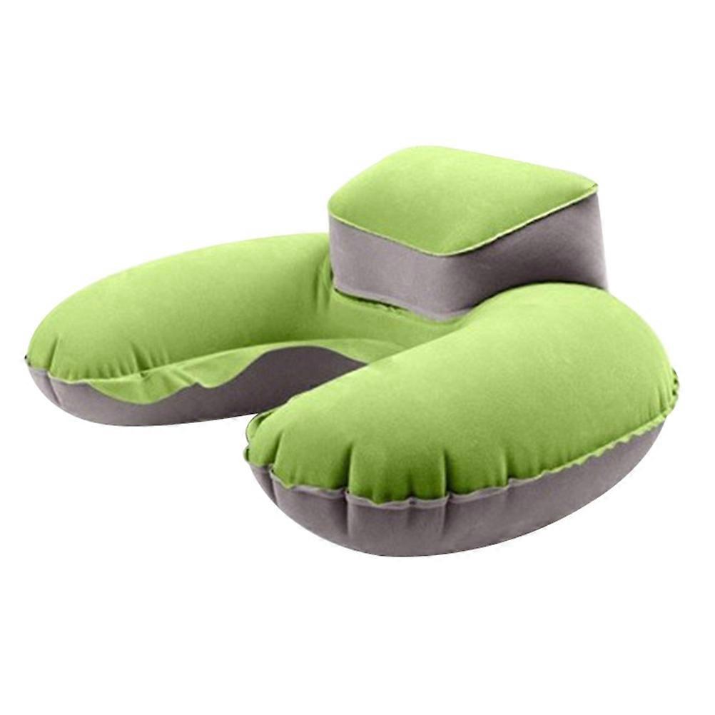 Head Neck Cushion for Sleeping Use 2Pcs Inflatable U Shape Pillow Green