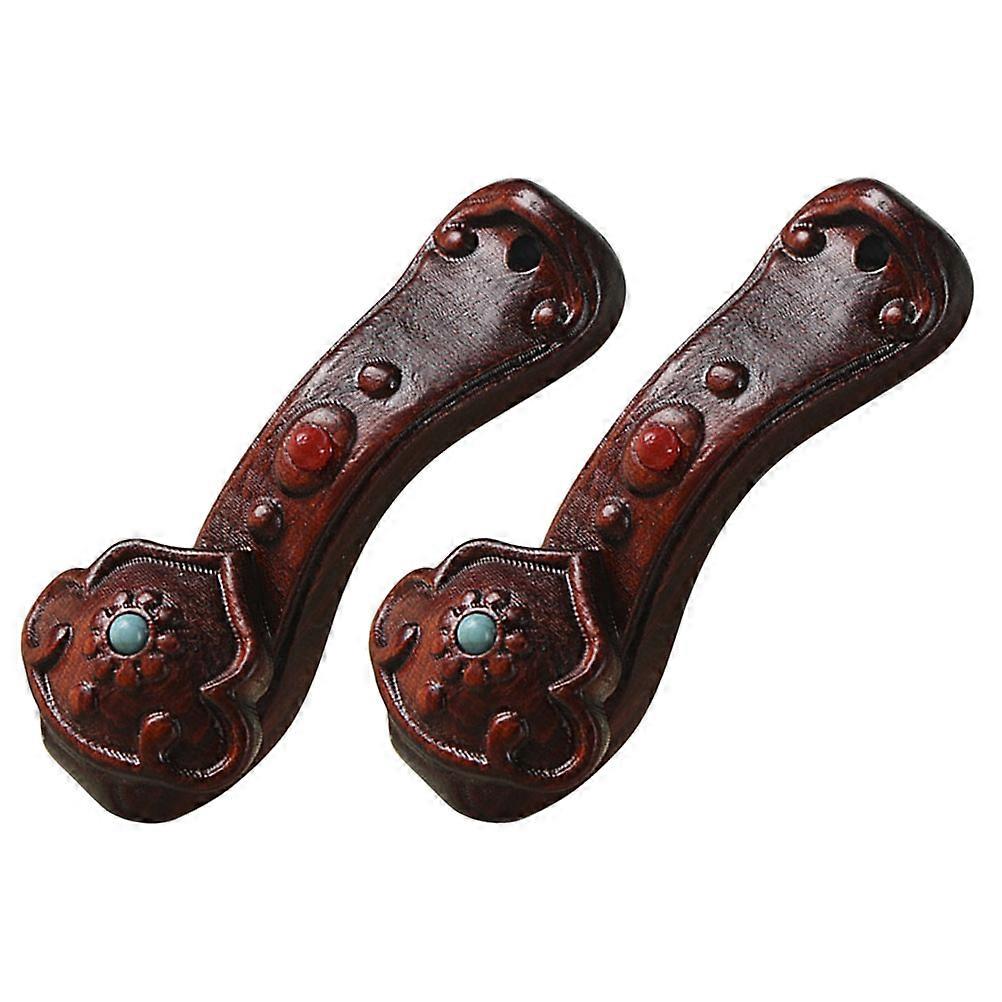 Ruyi Shaped Pendant for DIY Key Chain 4Pcs Dark Red Sandalwood Craft Charms