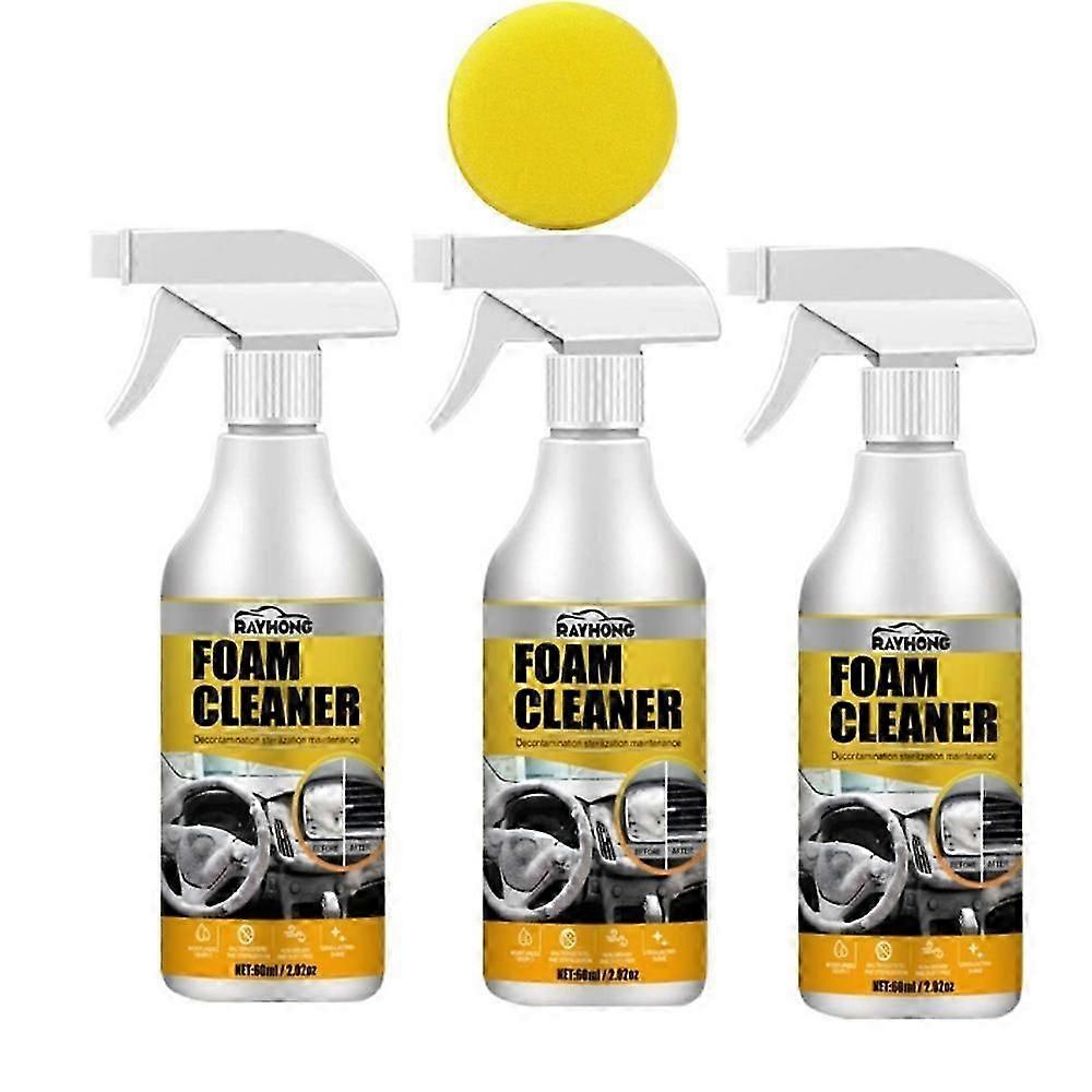 3 قطع سيارة الداخلية رغوة الأنظف مقعد بطانة القيادة بدون ماء رذاذ إزالة البقع