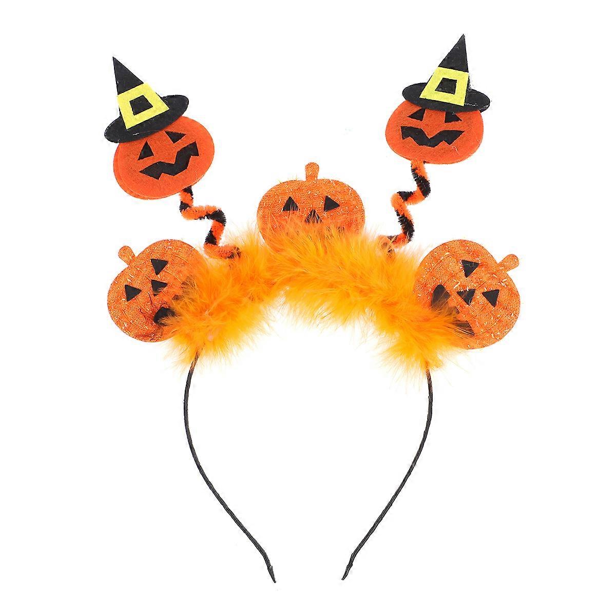 Makeup Tool Pumpkin Design Headband for Halloween Decoration 3Pcs