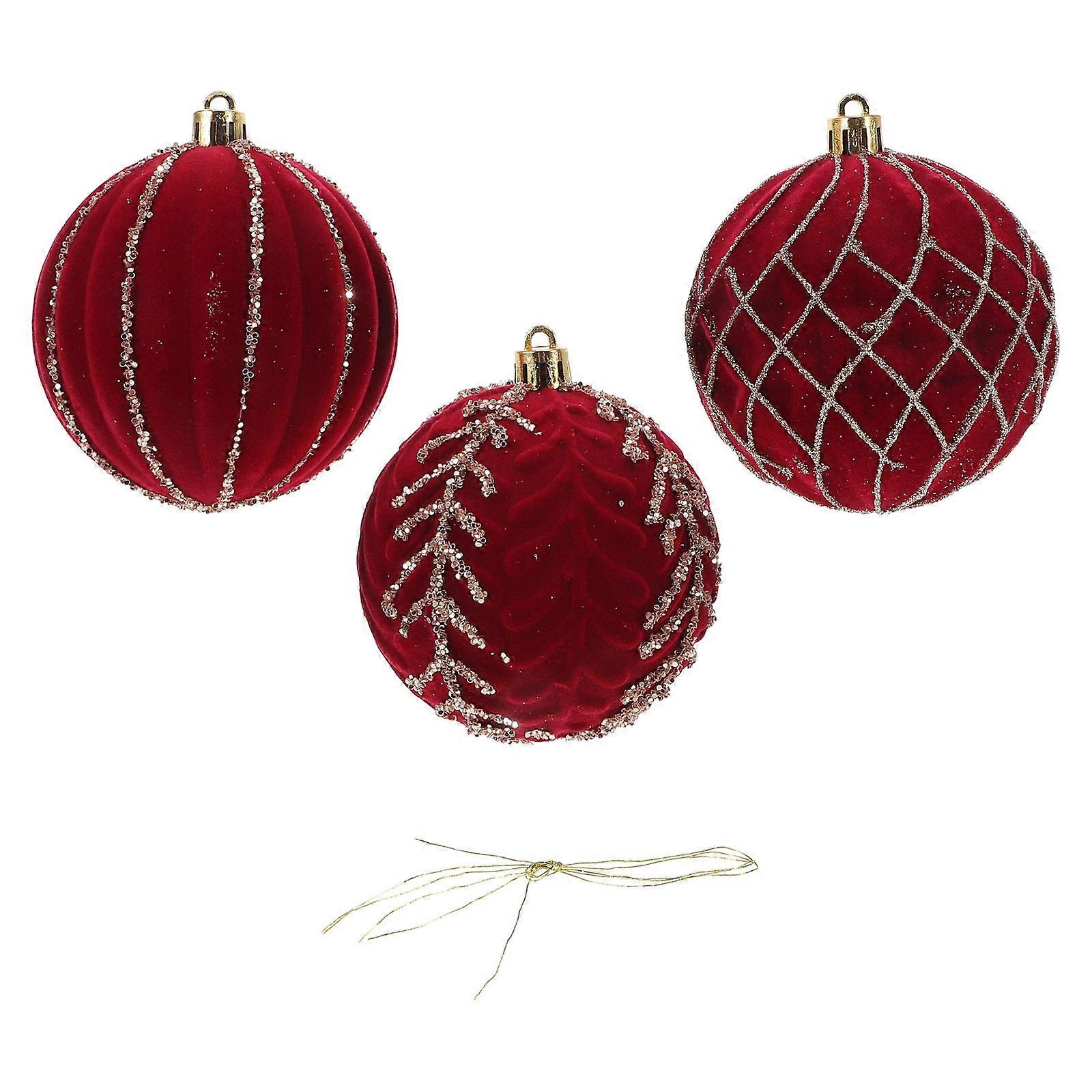 Red Christmas Ball Ornaments for Hanging on Tree 9Pcs Holiday Set