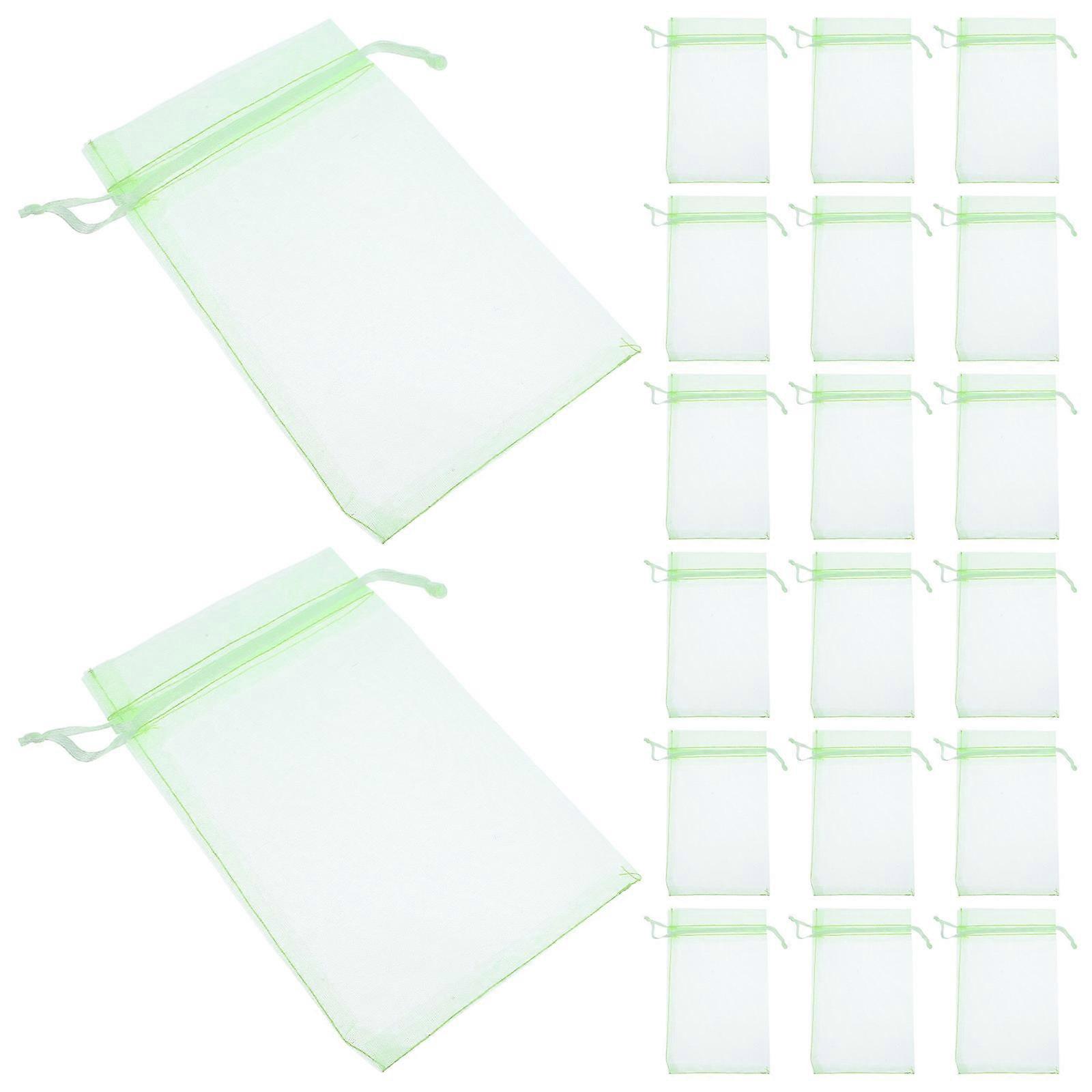 Fruit Protection Bags Nylon Drawstring Mesh for Home Use 100Pcs Light Green