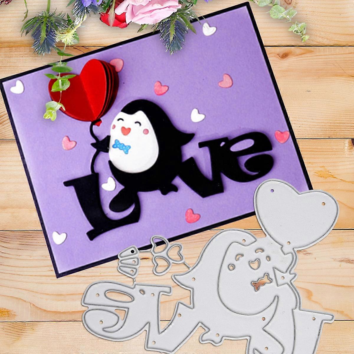 1PC Love Hearts Penguin Metal Cutting Dies Die-cut Crafts Stencil Tool for DlY Handmade Scrapbook Cards