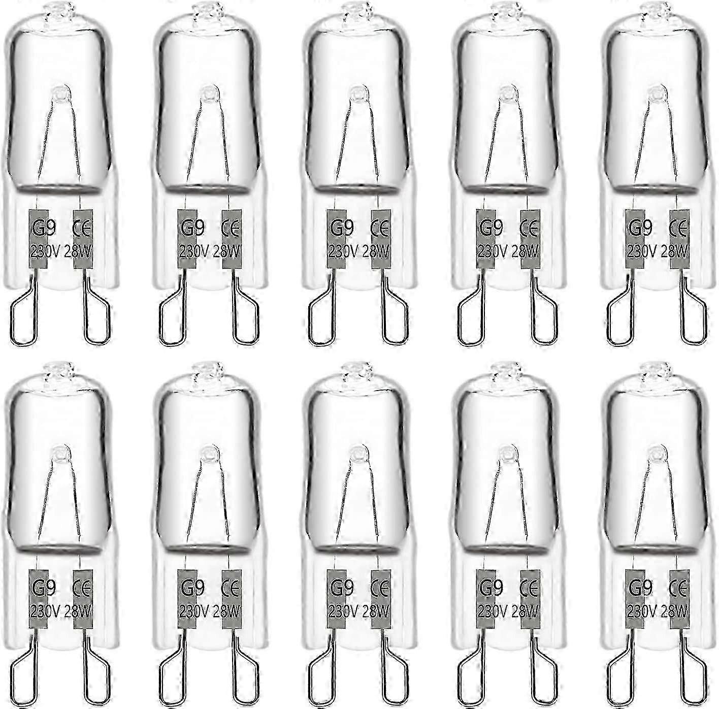 لمبة هالوجين G9 28 واط 230 فولت ، 370 لومن 2700 كيلو أبيض دافئ قابل للتعتيم ، لمبات كبسولة G9 ، حزمة من 10