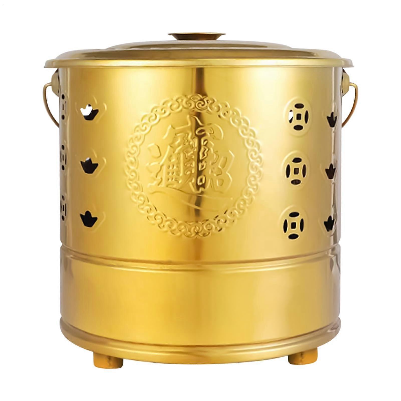 Steel Paper Bin  Portable Outdoor Ash Bin With Handle, Burning Container For Wood Waste