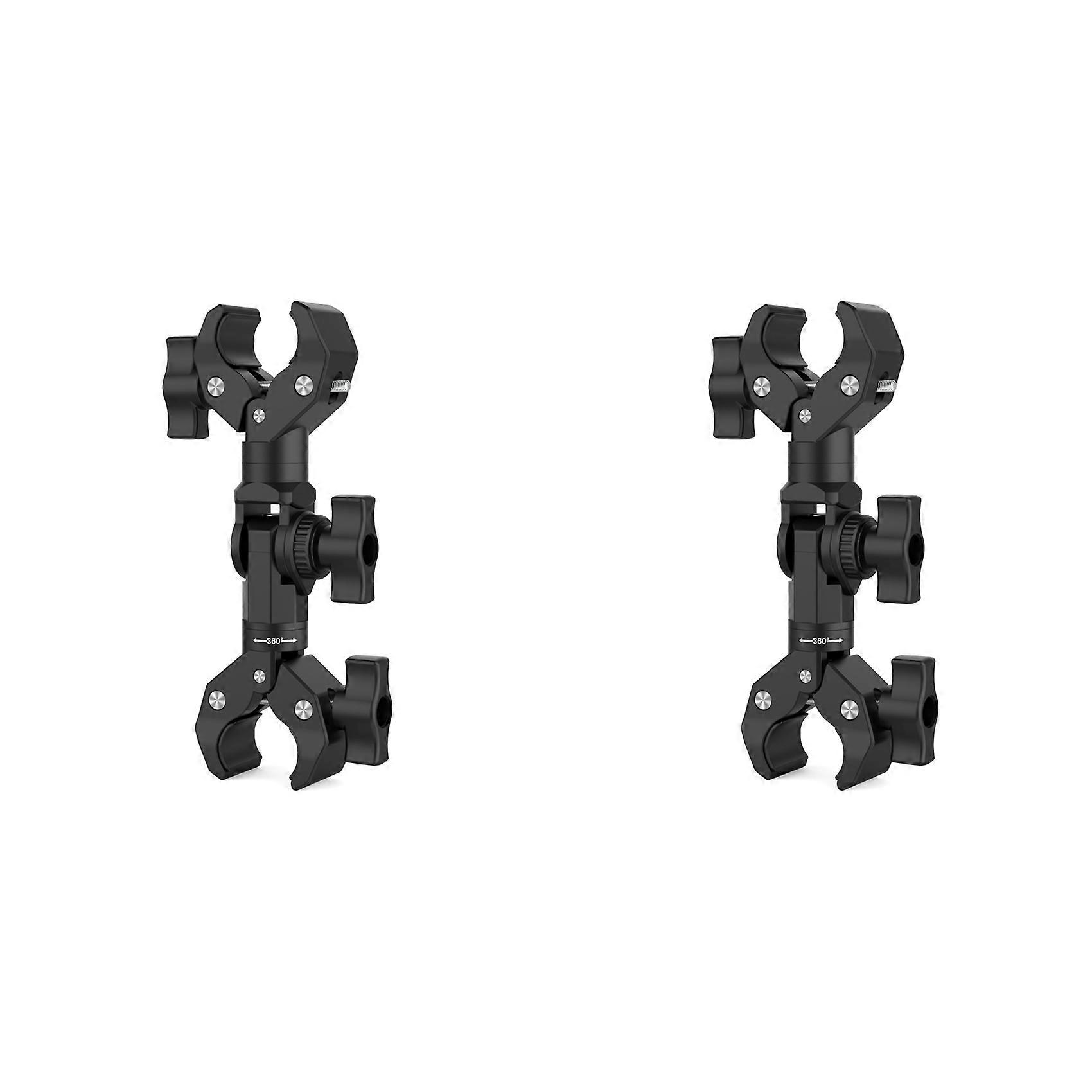 2X Double Clamp Mount Bracket Magic Arm Clamp for Gopro Insta 360 Camera Monitor Led Light Selfie Stick Bracket