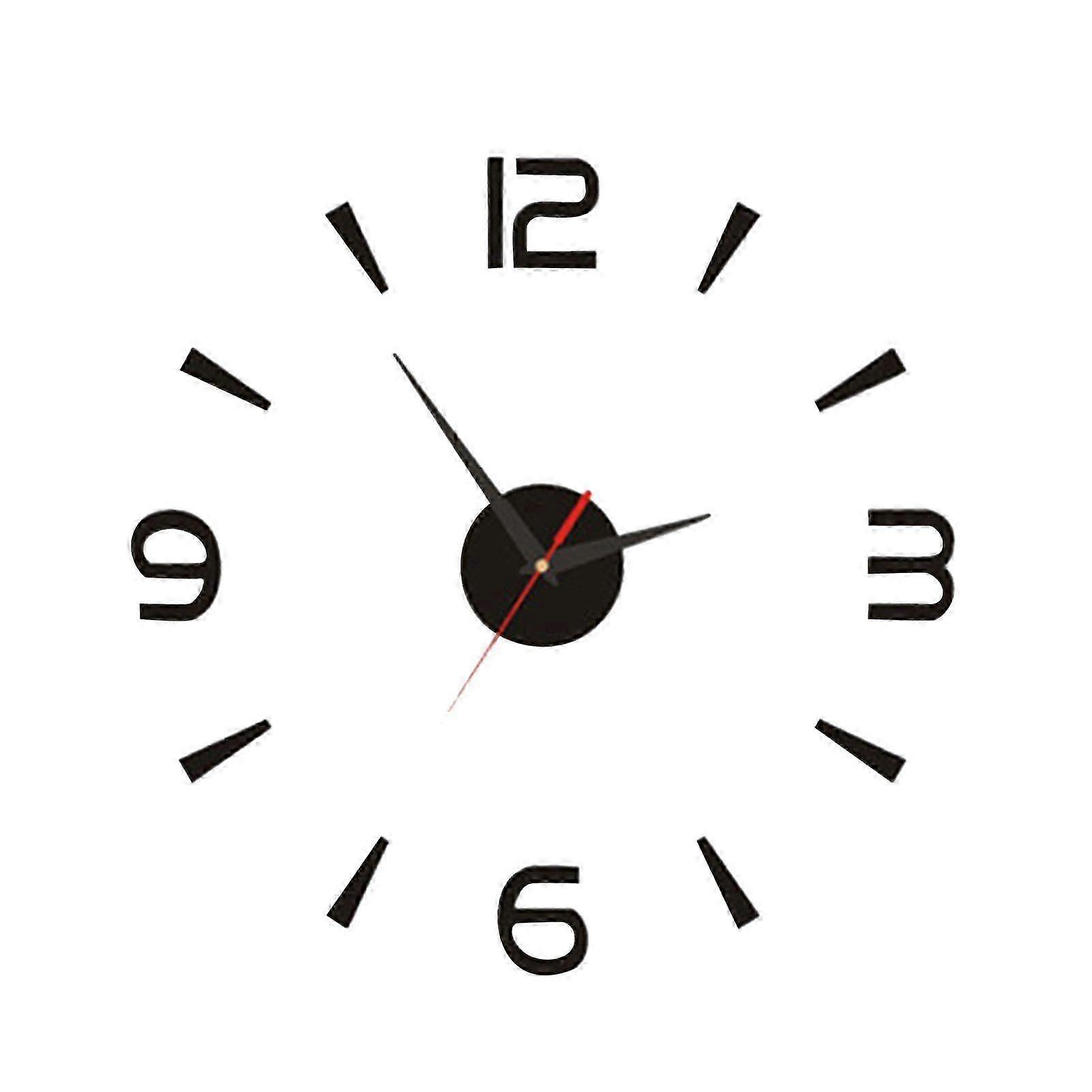 DIY Wall Clock 40cm Small Black Modern Simple European Style Silent Acrylic Frameless DIY 3D Wall Clock
