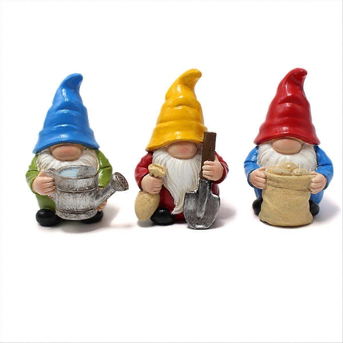 3 Dwarfs Gardening Gnomes Working Dwarves for Outdoor and Indoor Deco