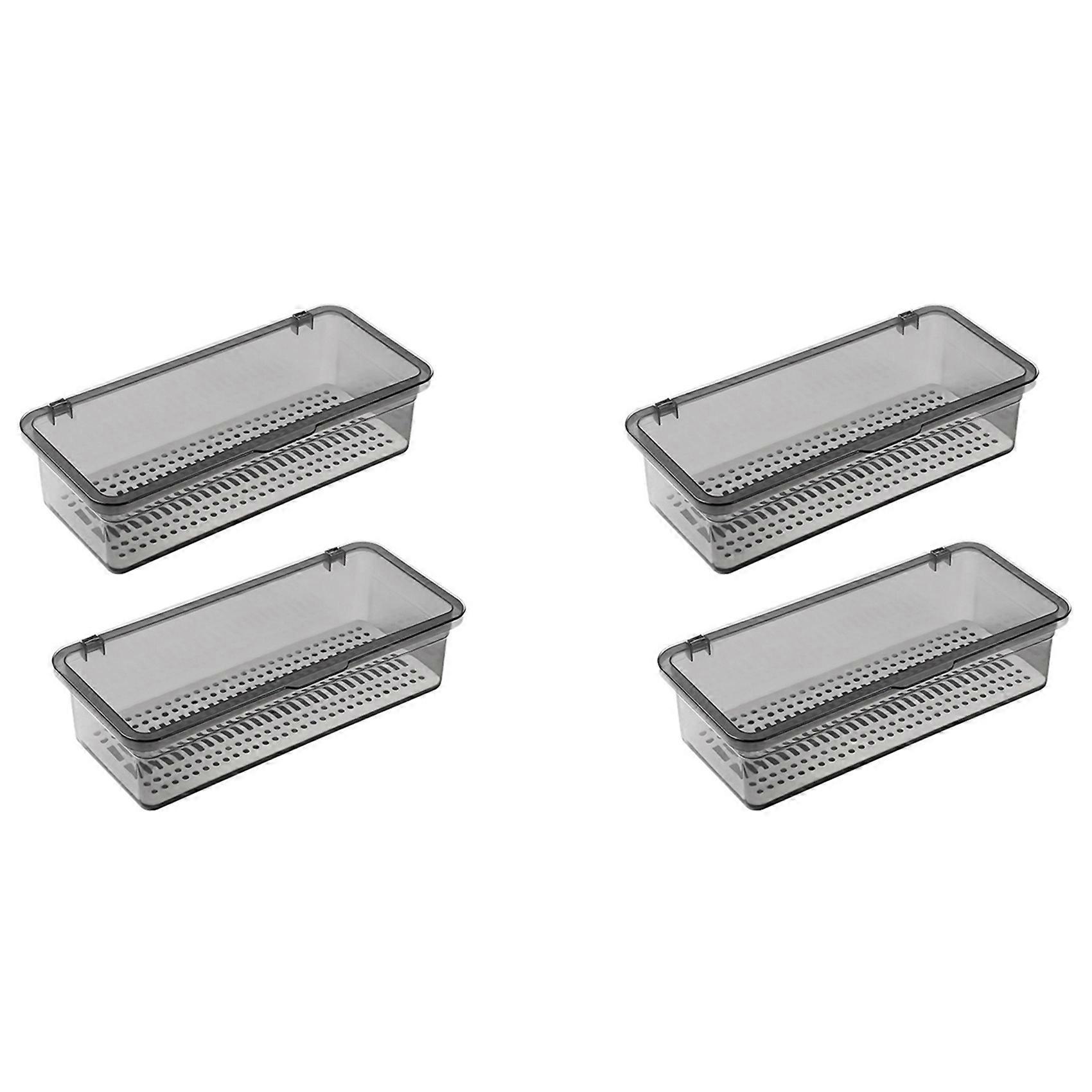 Flatware Tray, Utensil Storage with Lid Plastic Cutlery Tray, B