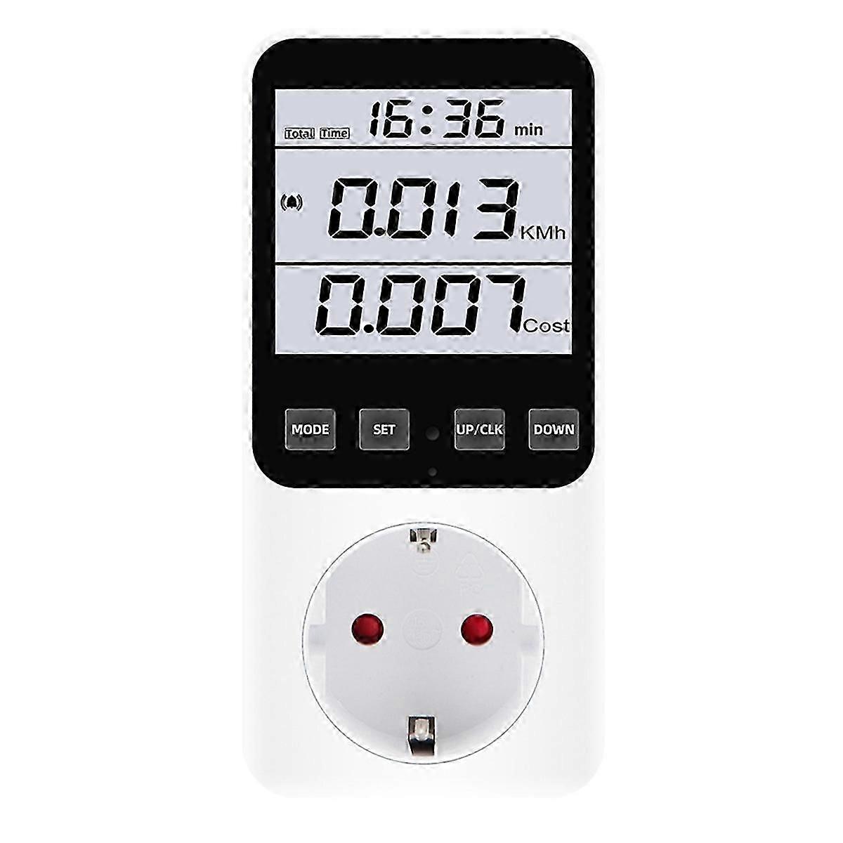 EU Plug,Digital Energy Meter Wattmeter Socket Voltage Power Consumption AC230V 16A Electricity Analy